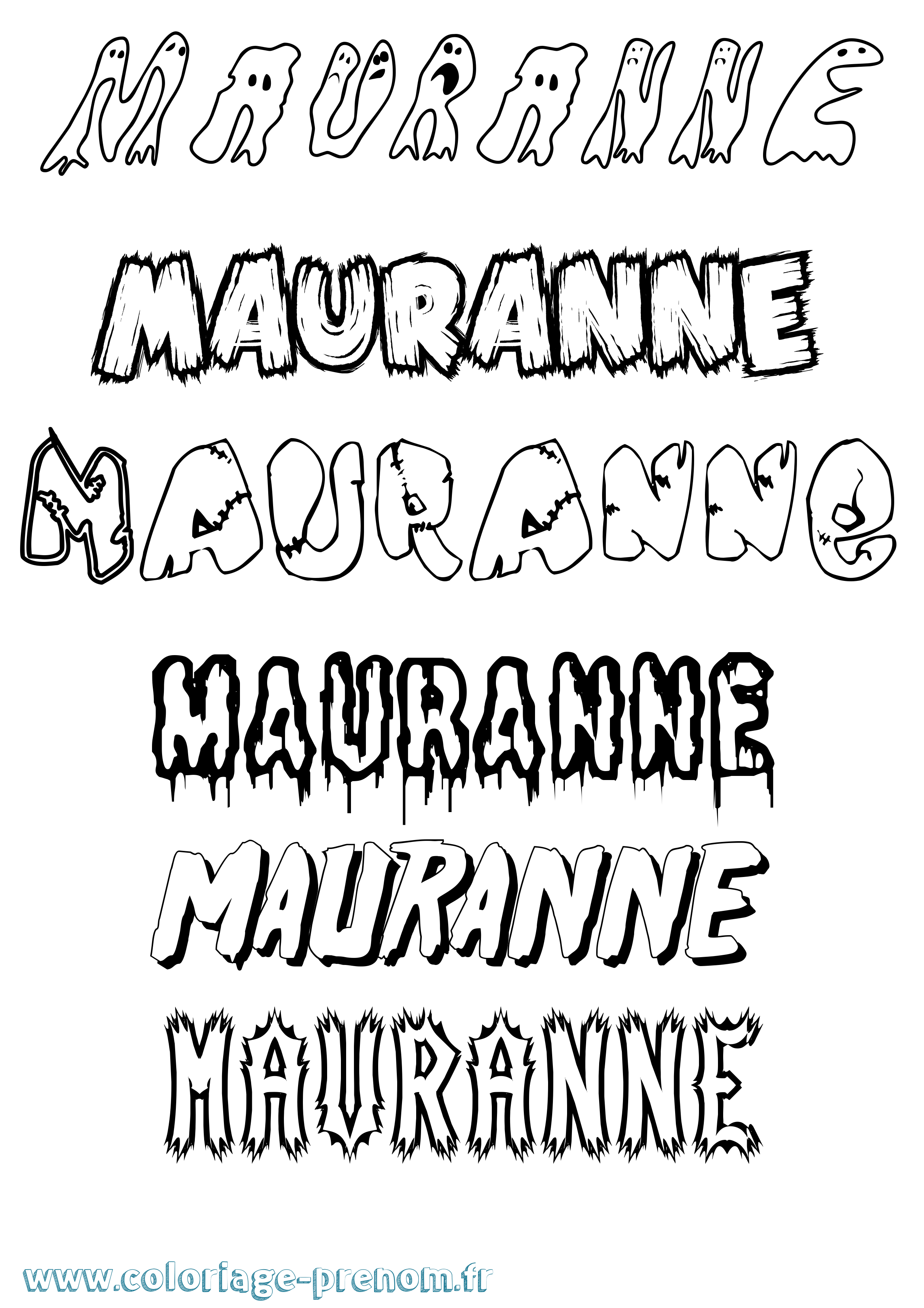 Coloriage Mauranne Frisson Coloriage prénom Mauranne Frisson
