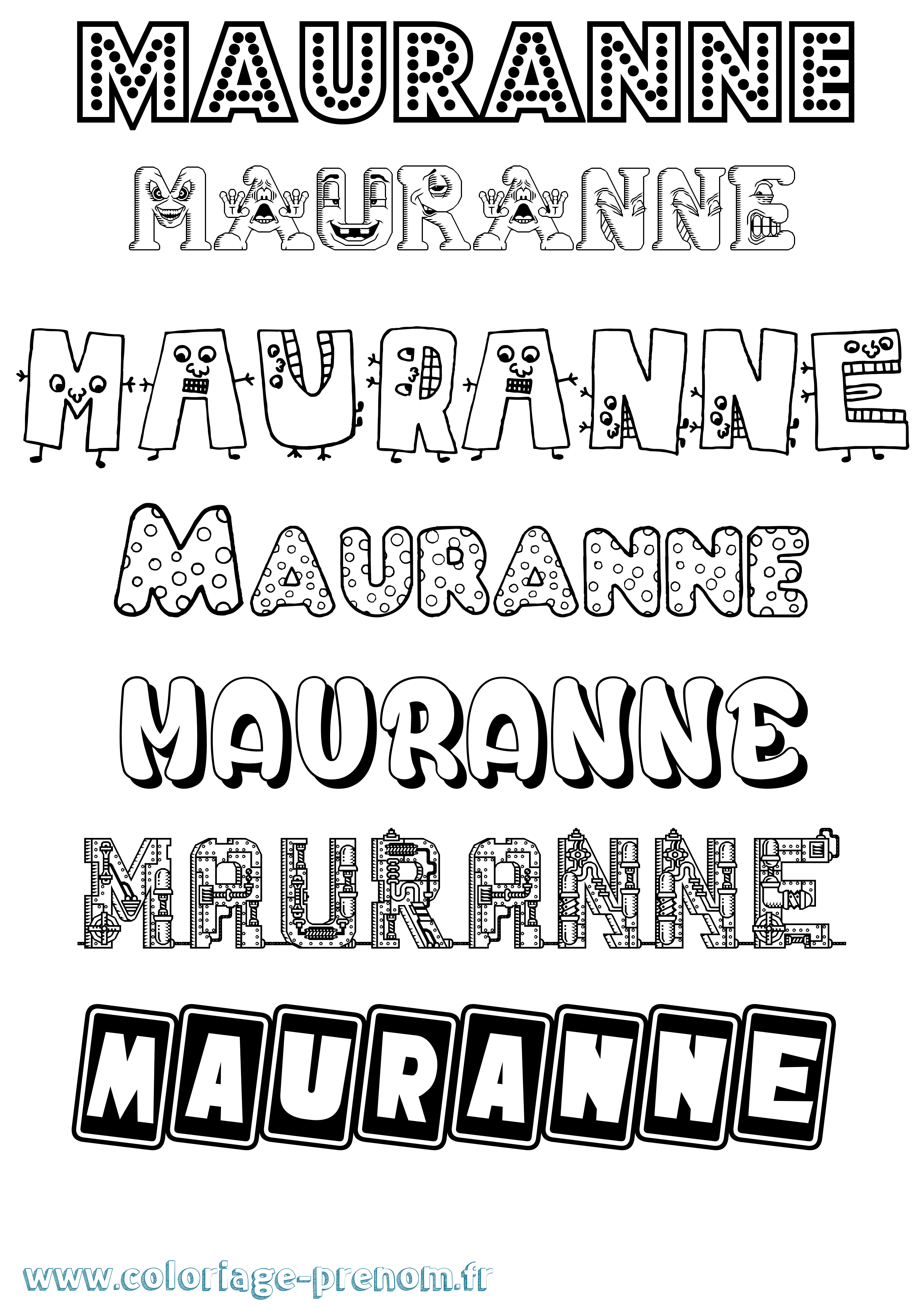 Coloriage Mauranne Fun Coloriage prénom Mauranne Fun