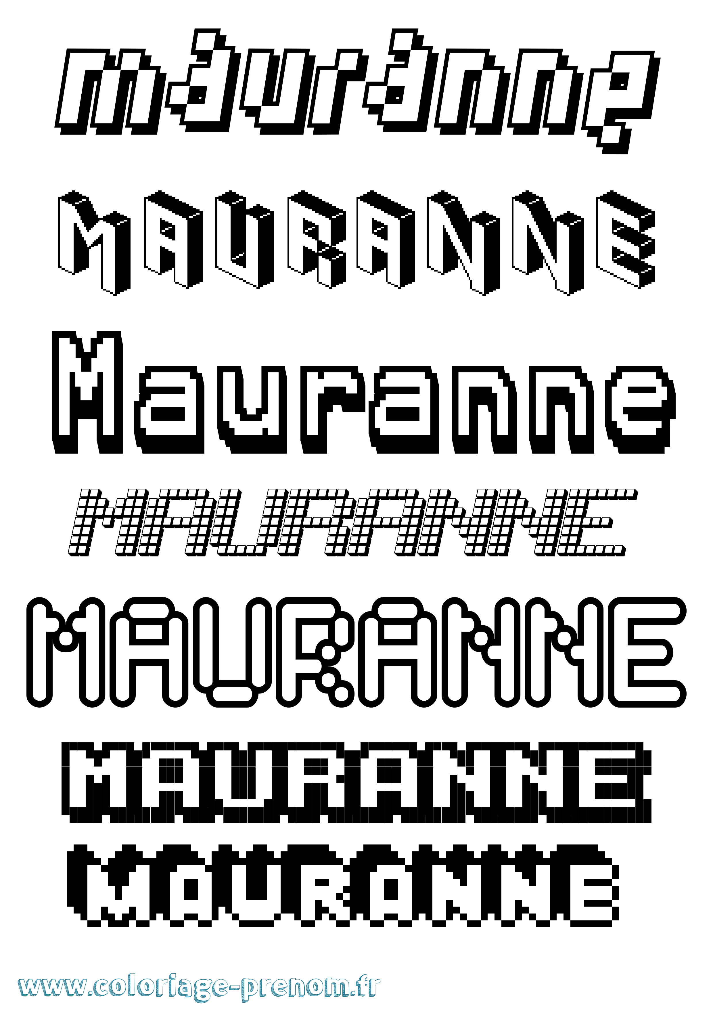 Coloriage Mauranne Pixel Coloriage prénom Mauranne Pixel