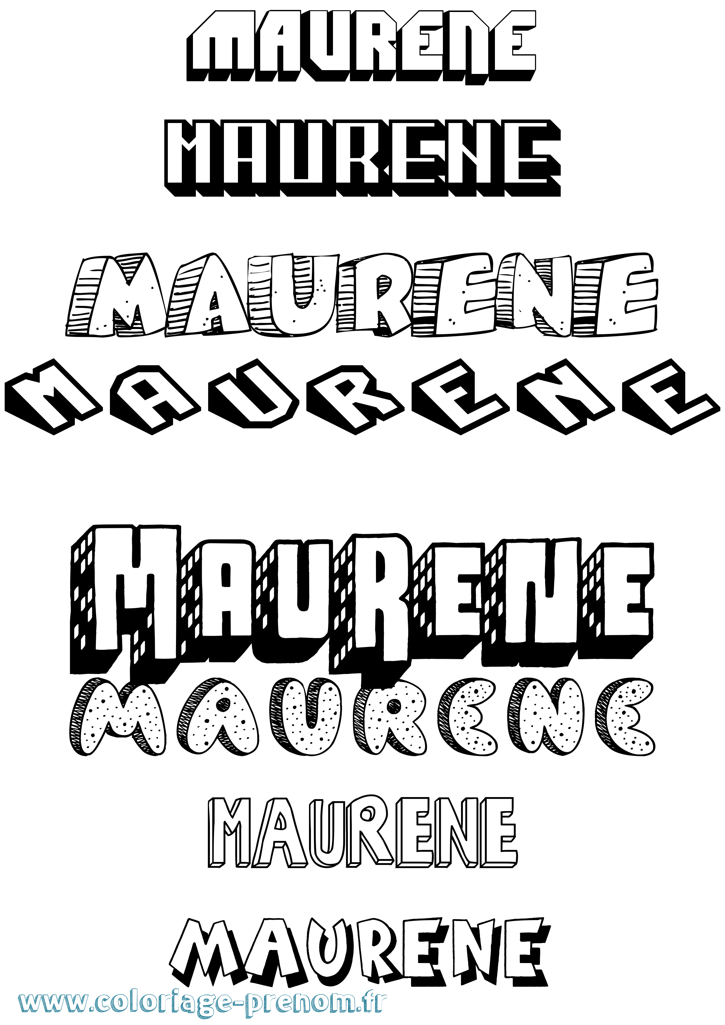 Coloriage Maurene Effet 3D Coloriage prénom Maurene Effet 3D