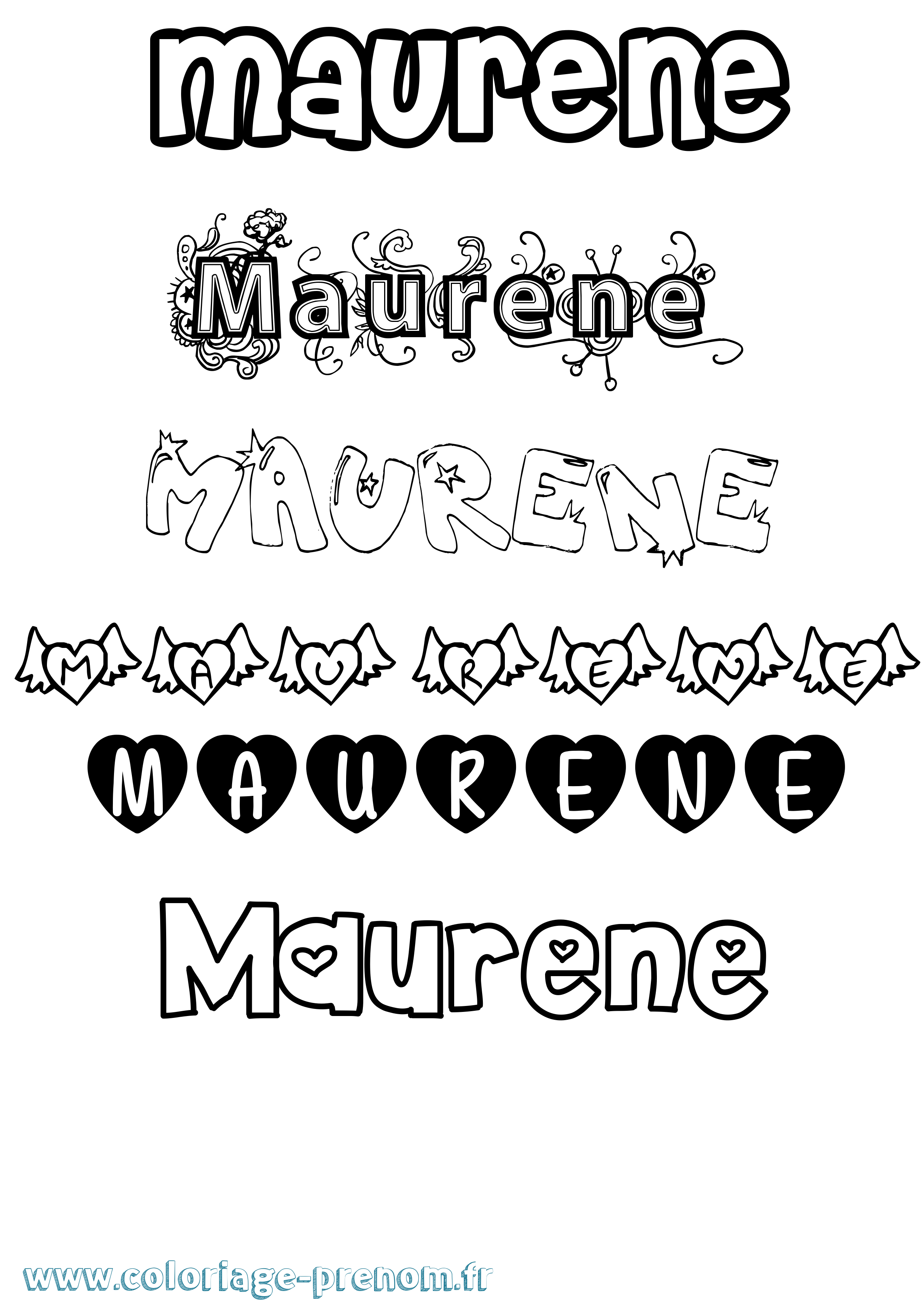 Coloriage Maurene Girly Coloriage prénom Maurene Girly