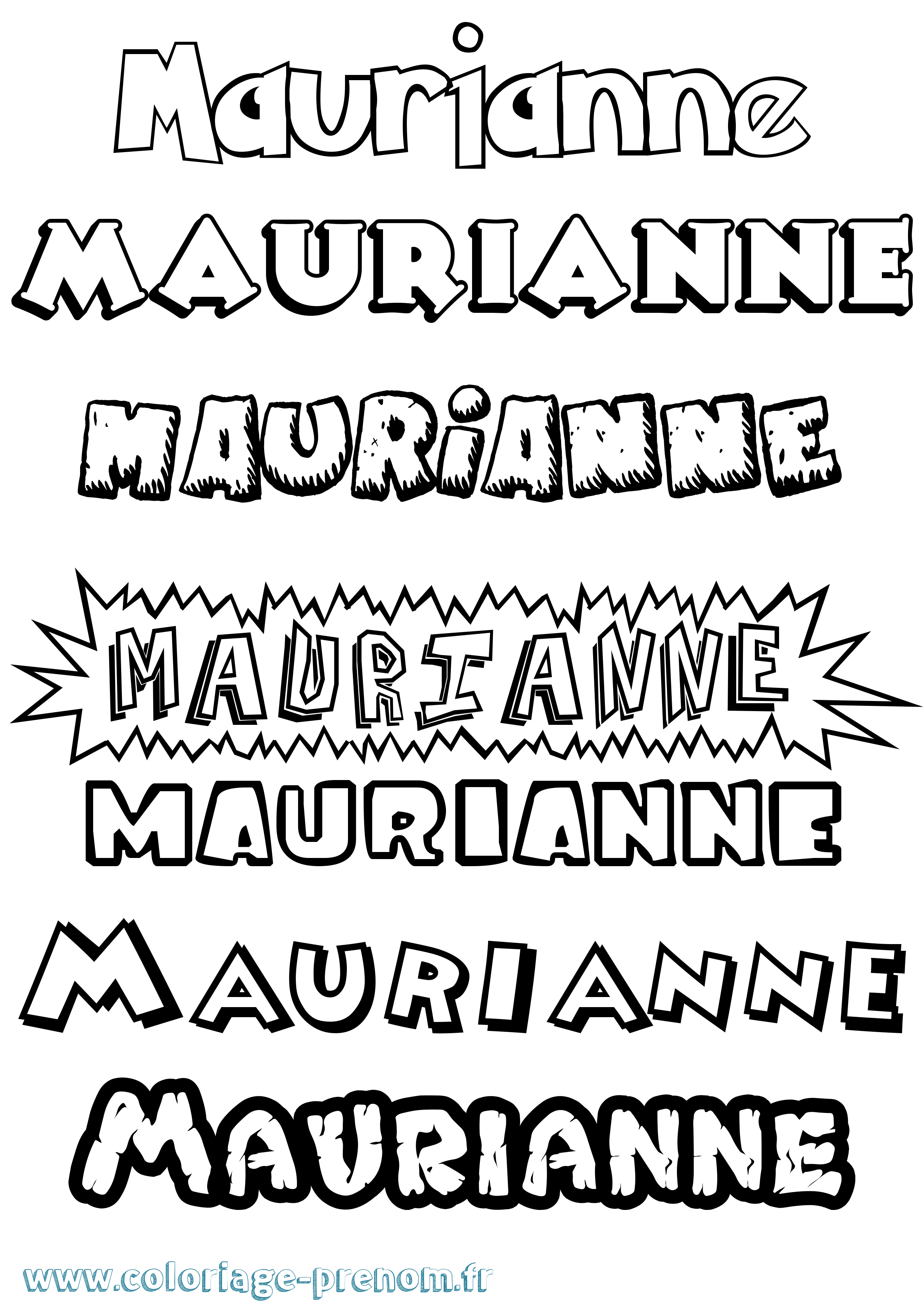 Coloriage Maurianne Dessin Animé Coloriage prénom Maurianne Dessin Animé