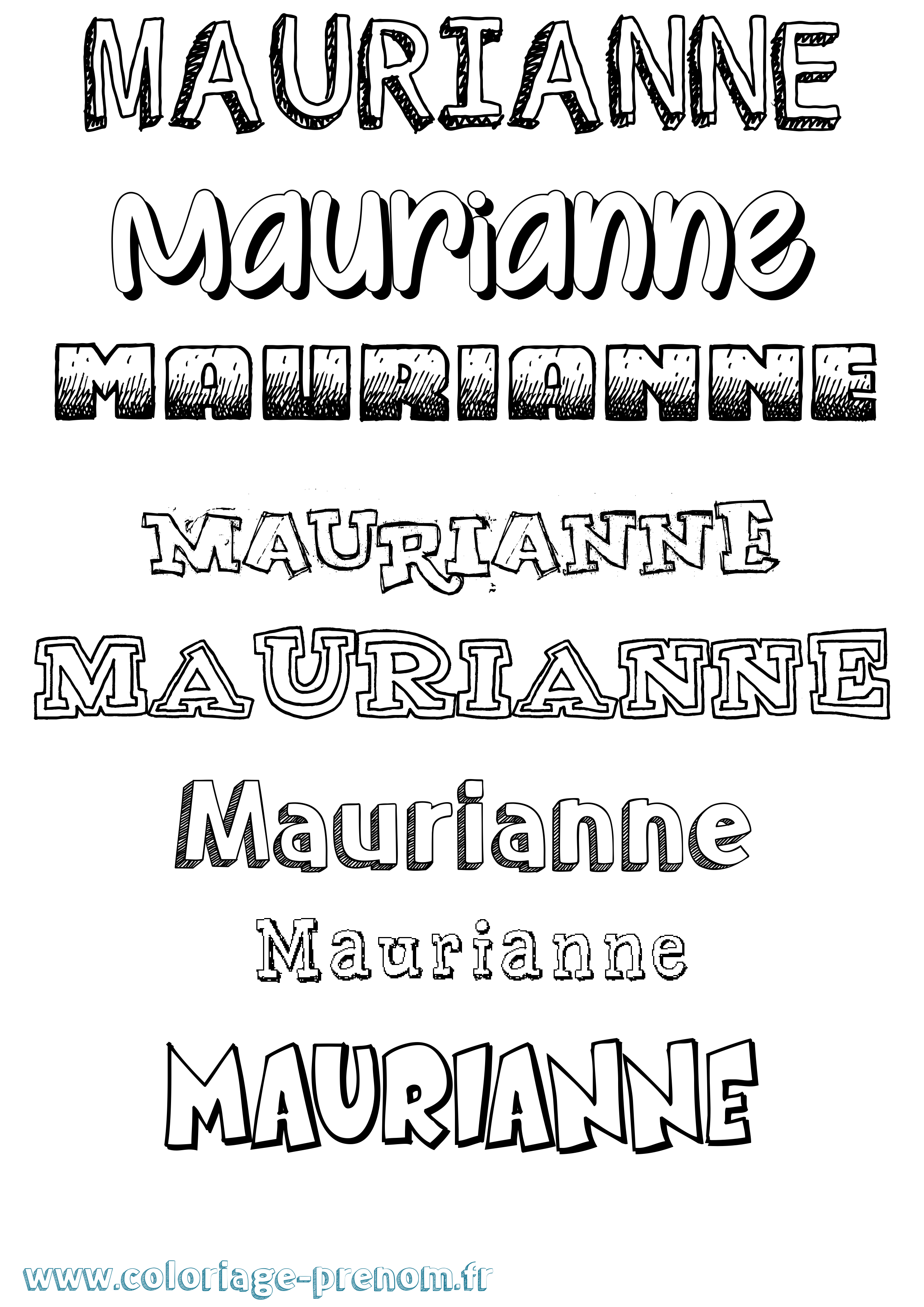 Coloriage Maurianne Dessiné Coloriage prénom Maurianne Dessiné