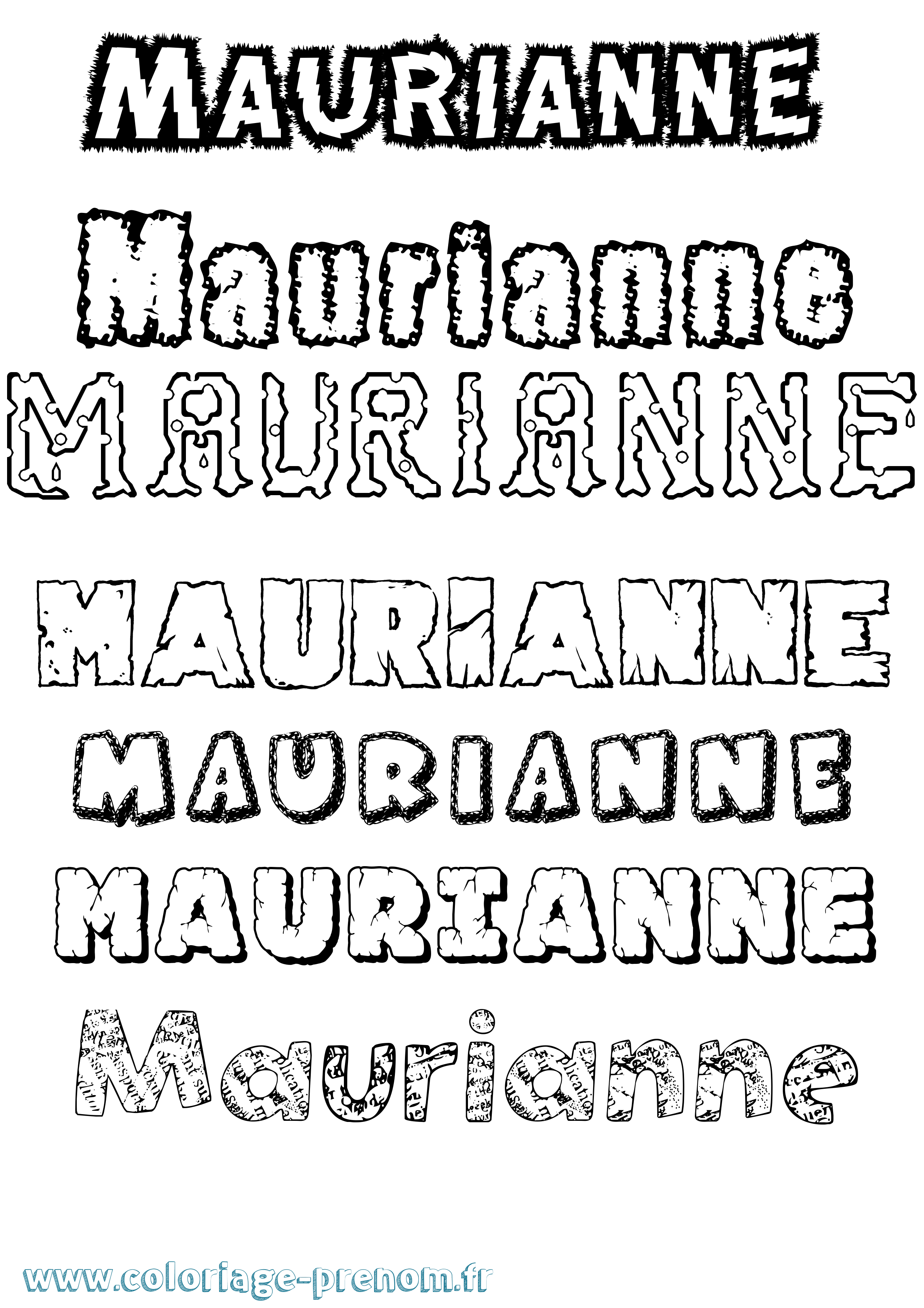 Coloriage Maurianne Destructuré Coloriage prénom Maurianne Destructuré