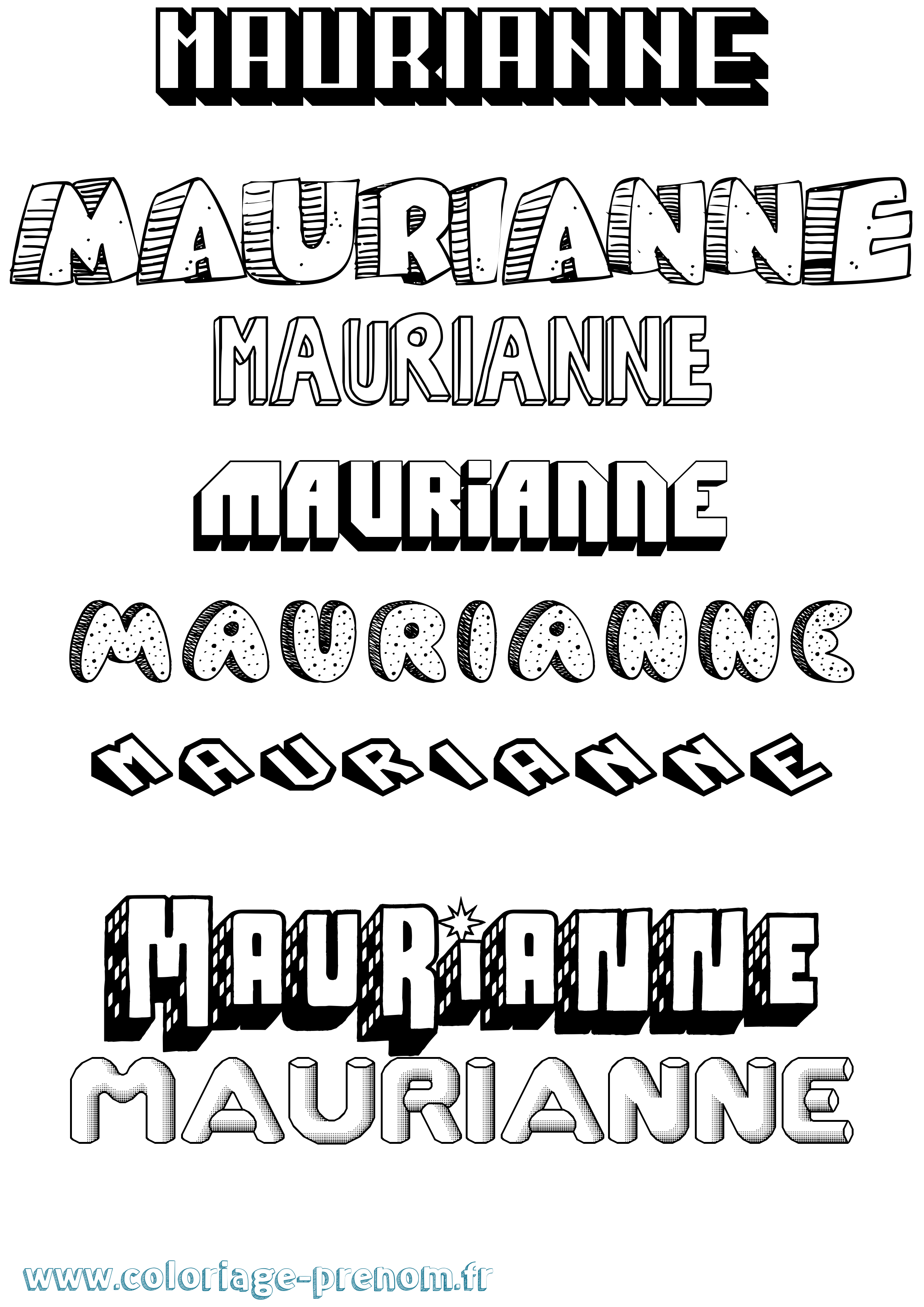 Coloriage Maurianne Effet 3D Coloriage prénom Maurianne Effet 3D