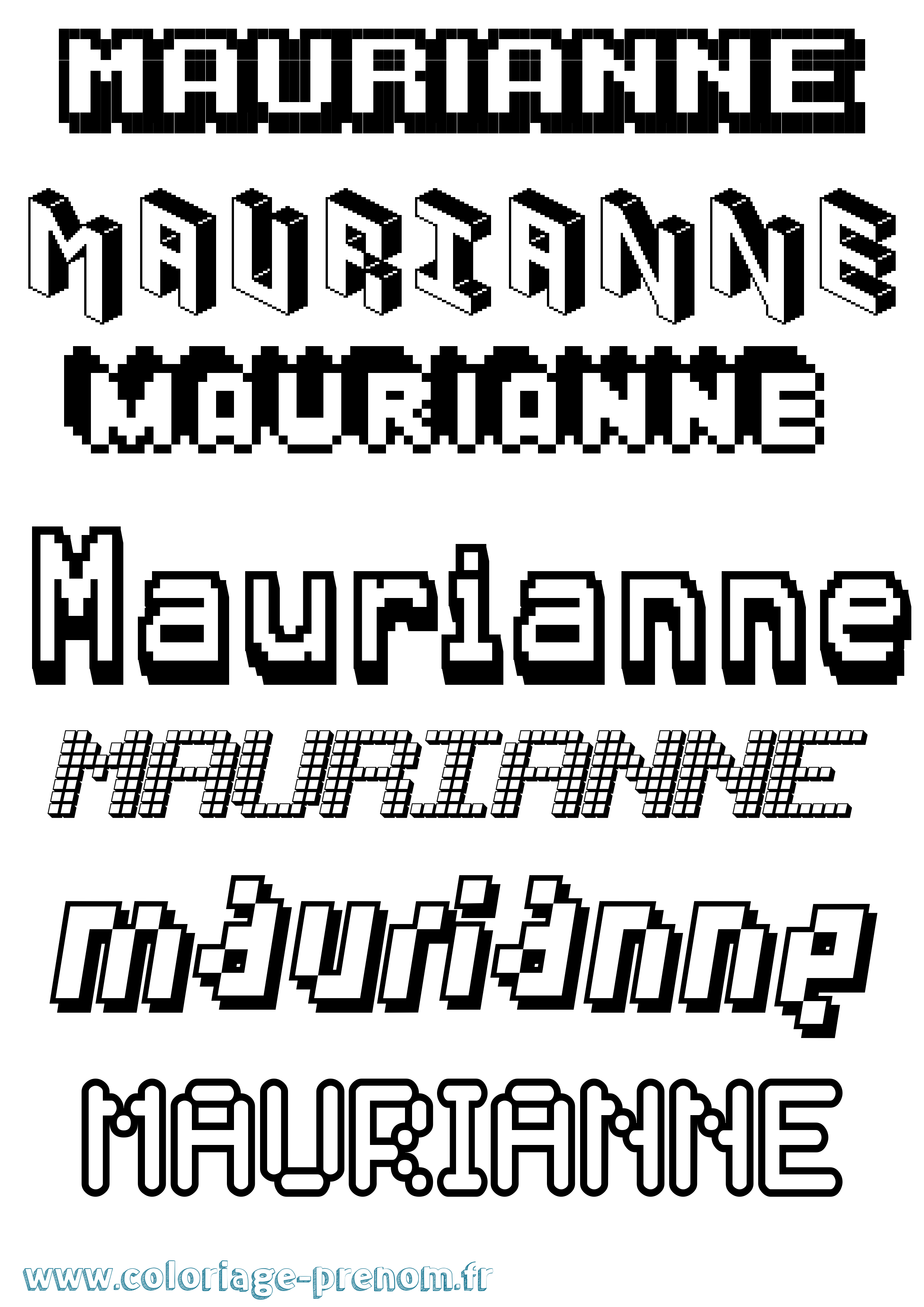Coloriage Maurianne Pixel Coloriage prénom Maurianne Pixel