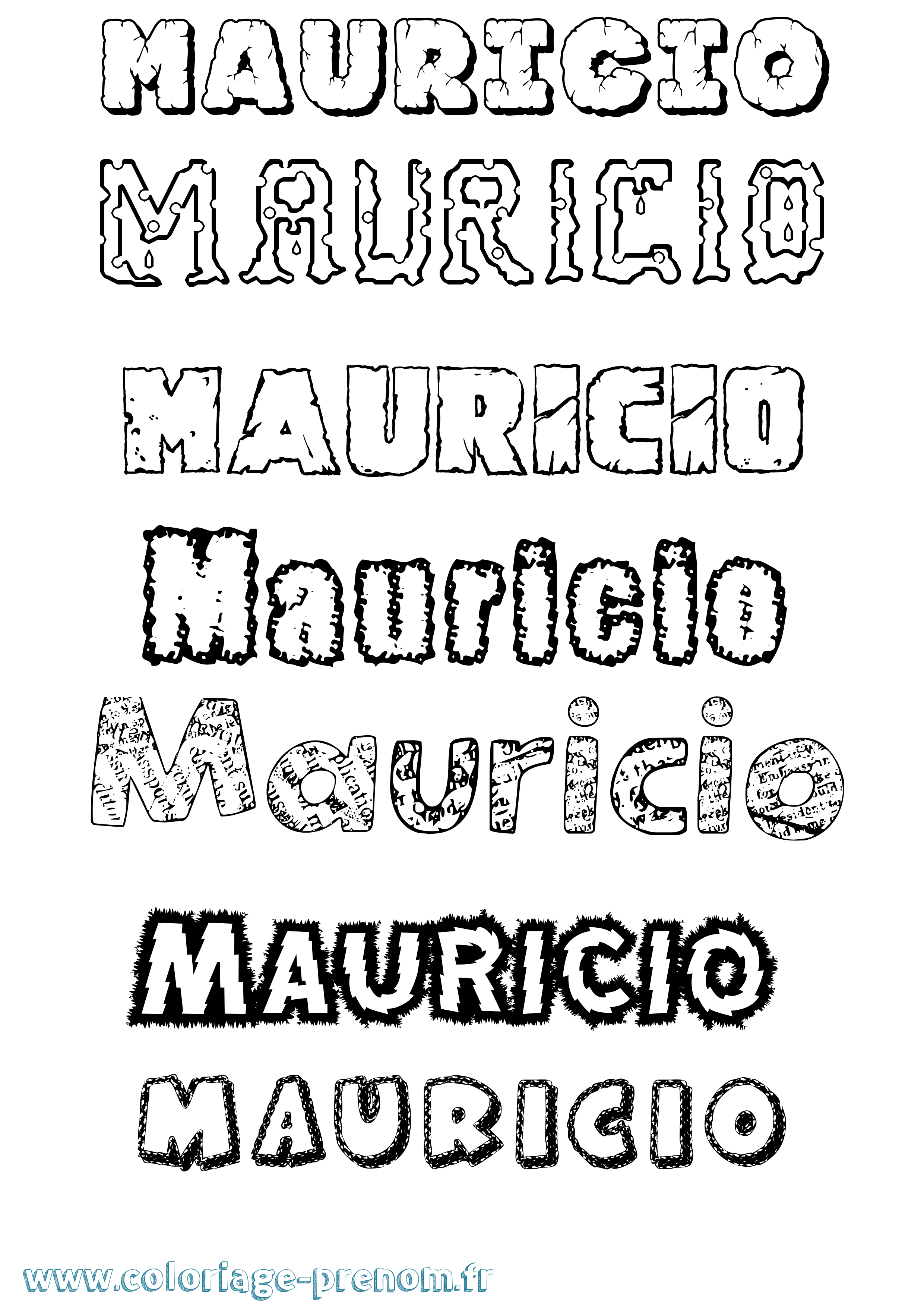Coloriage Mauricio Destructuré Coloriage prénom Mauricio Destructuré