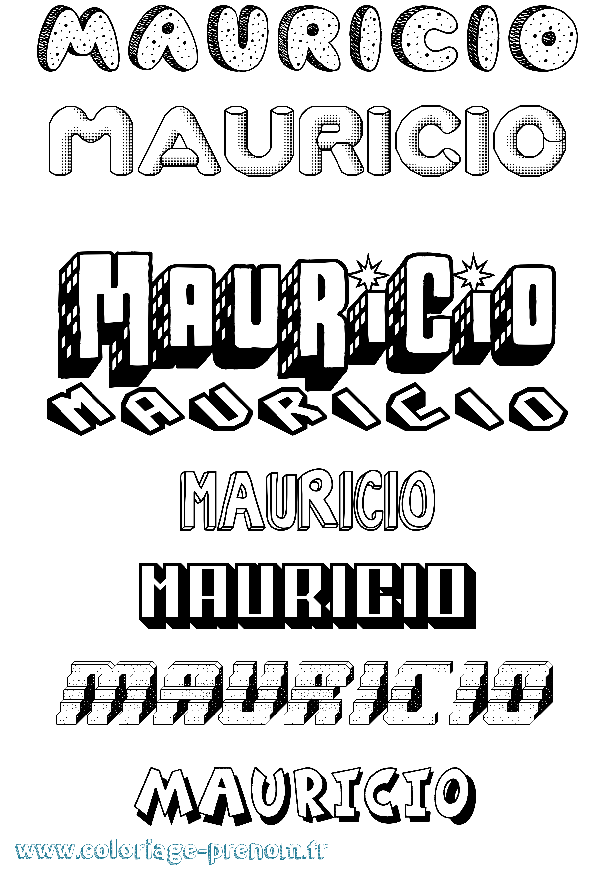 Coloriage Mauricio Effet 3D Coloriage prénom Mauricio Effet 3D