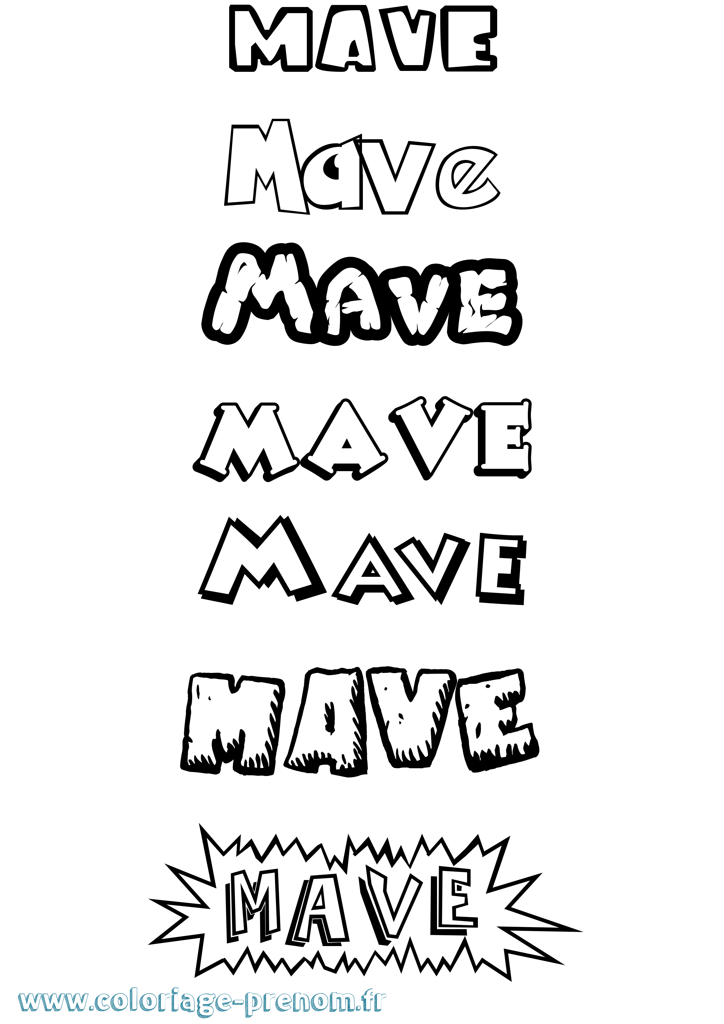 Coloriage Mave Dessin Animé Coloriage prénom Mave Dessin Animé
