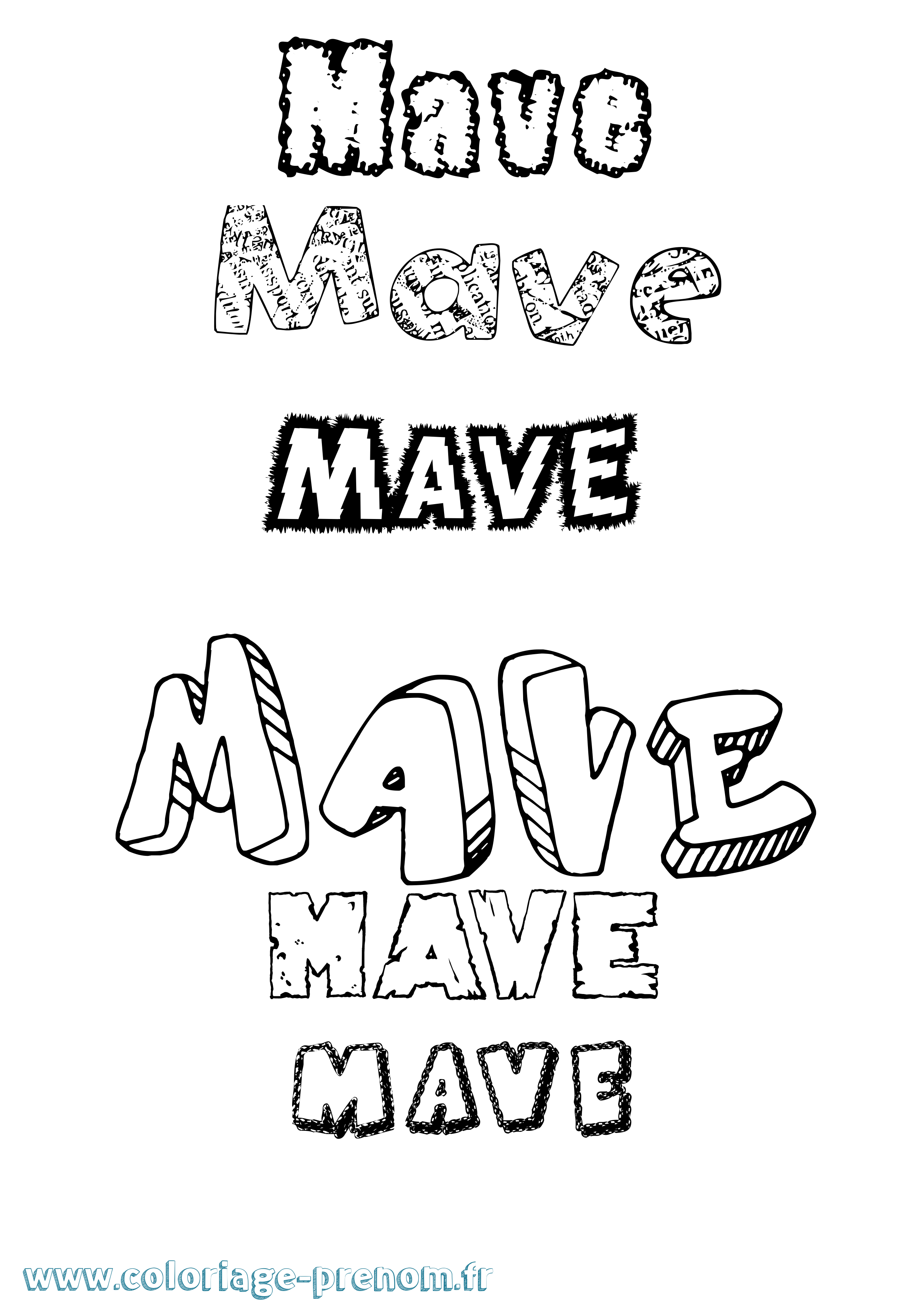 Coloriage Mave Destructuré Coloriage prénom Mave Destructuré