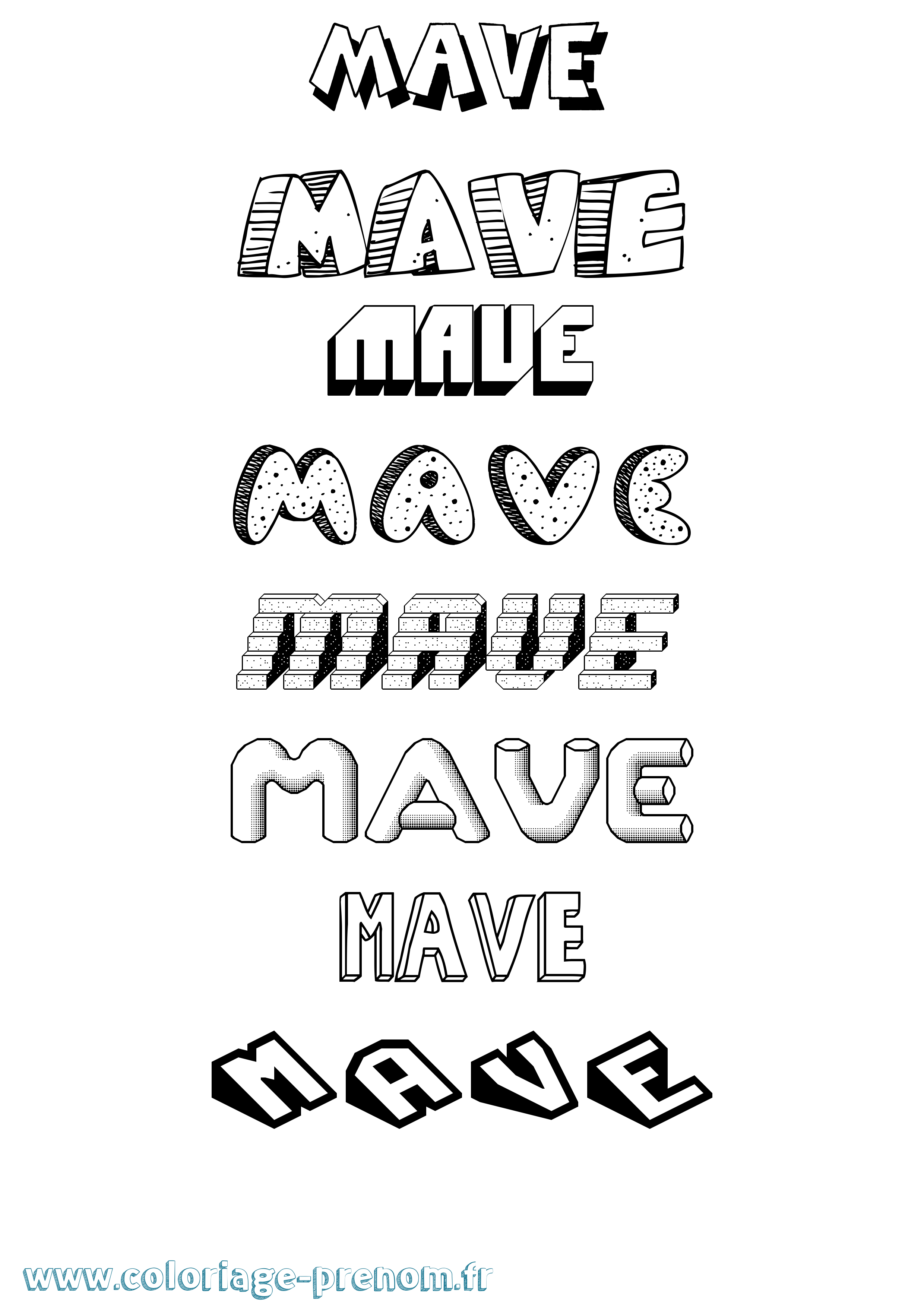 Coloriage Mave Effet 3D Coloriage prénom Mave Effet 3D