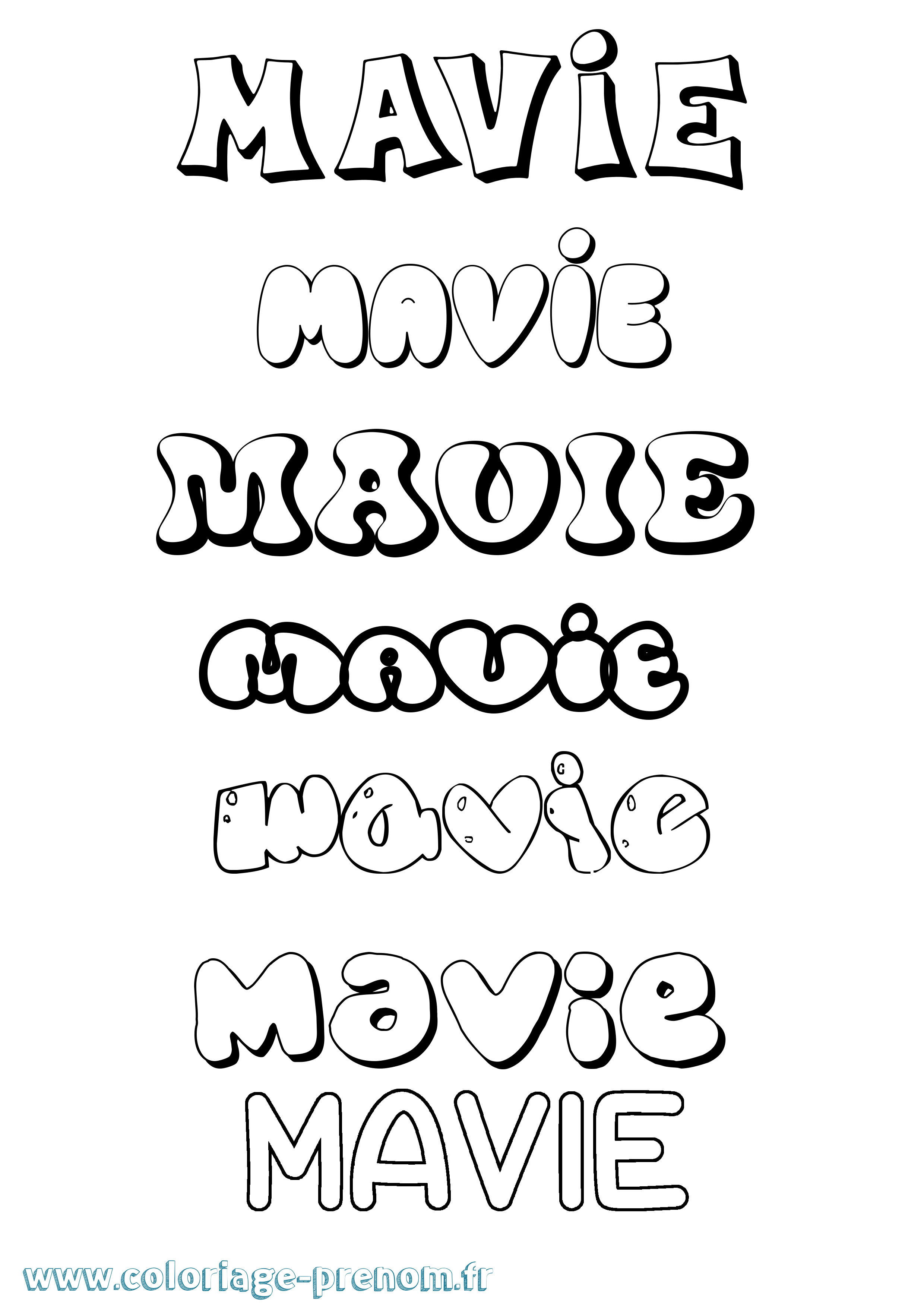 Coloriage Mavie Bubble Coloriage prénom Mavie Bubble