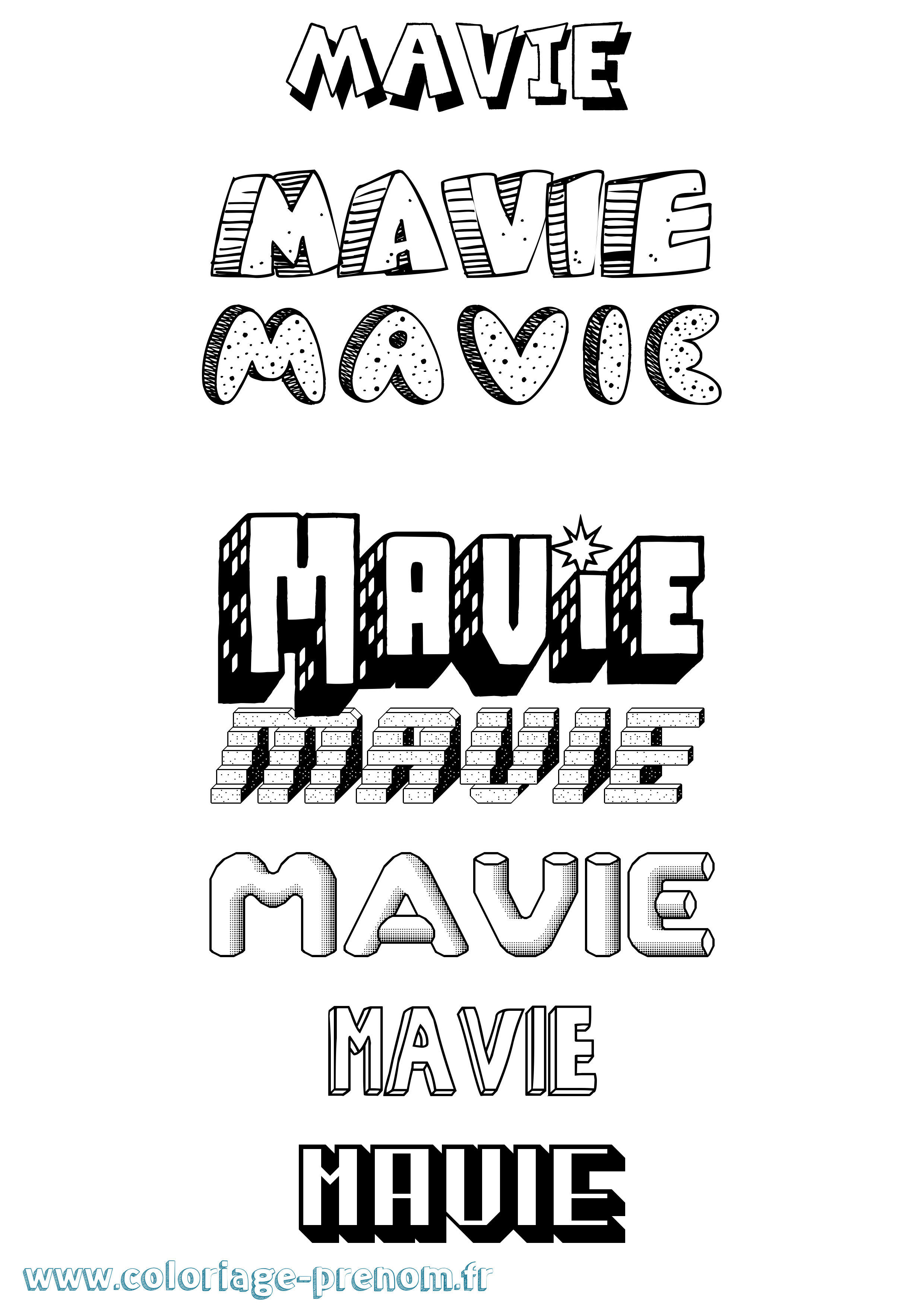 Coloriage Mavie Effet 3D Coloriage prénom Mavie Effet 3D