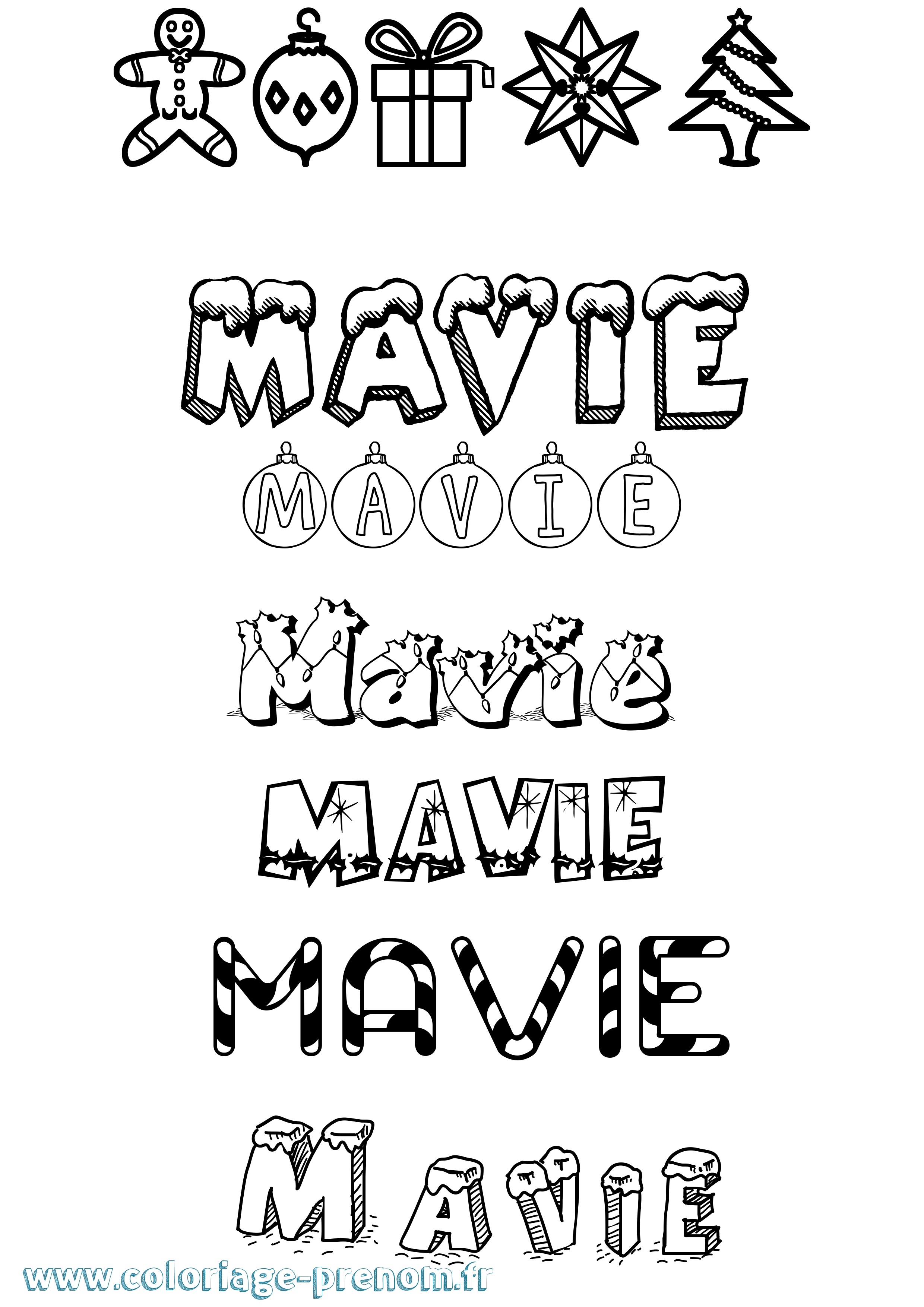 Coloriage Mavie Noël Coloriage prénom Mavie Noël