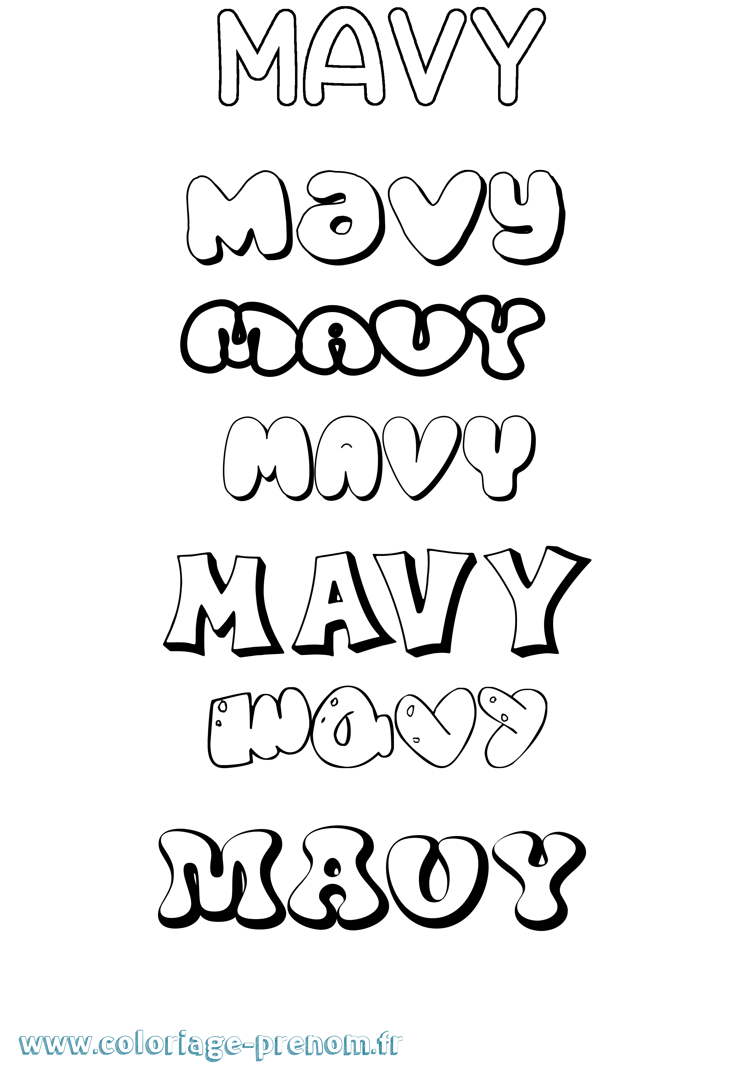 Coloriage Mavy Bubble Coloriage prénom Mavy Bubble