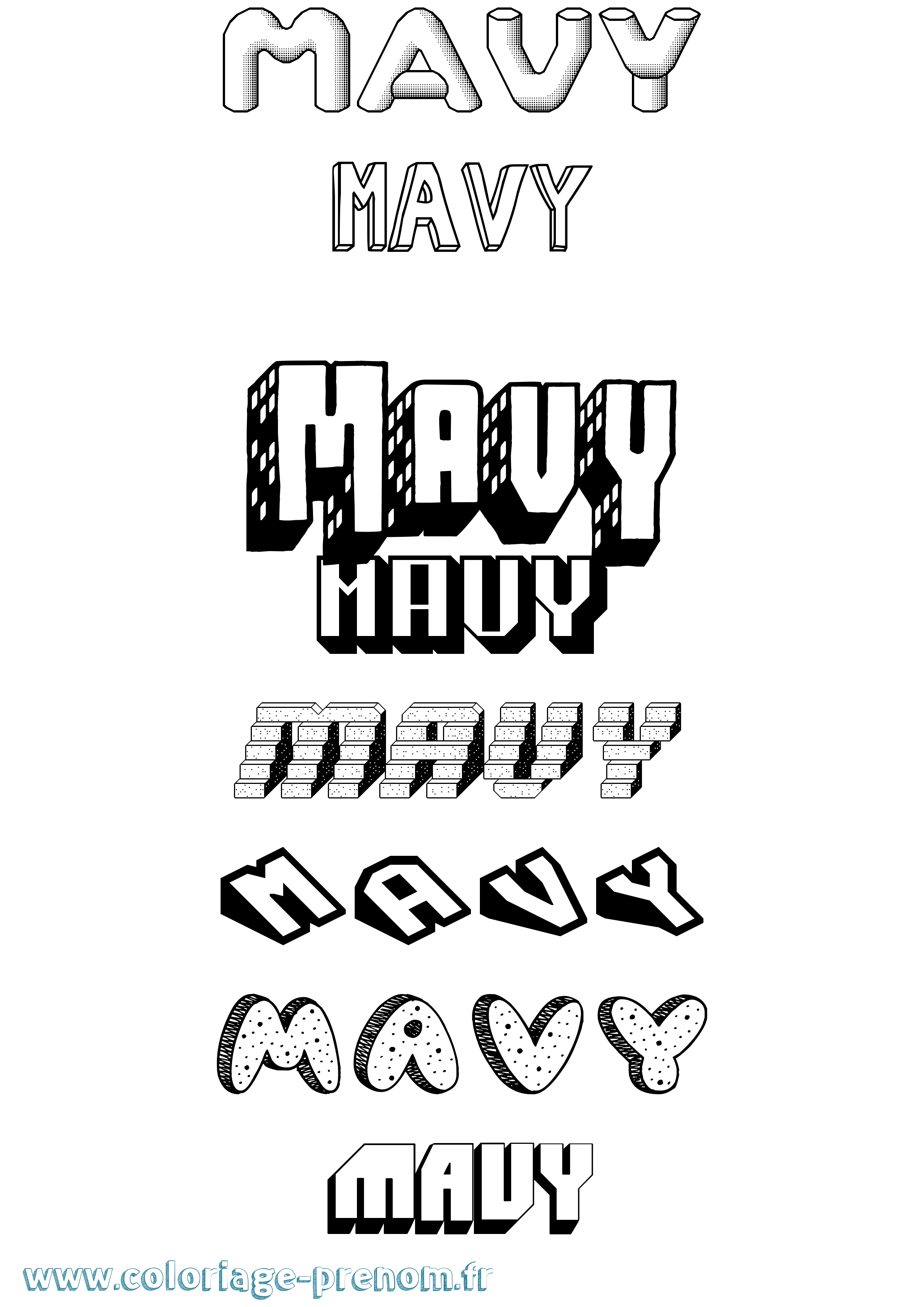 Coloriage Mavy Effet 3D Coloriage prénom Mavy Effet 3D
