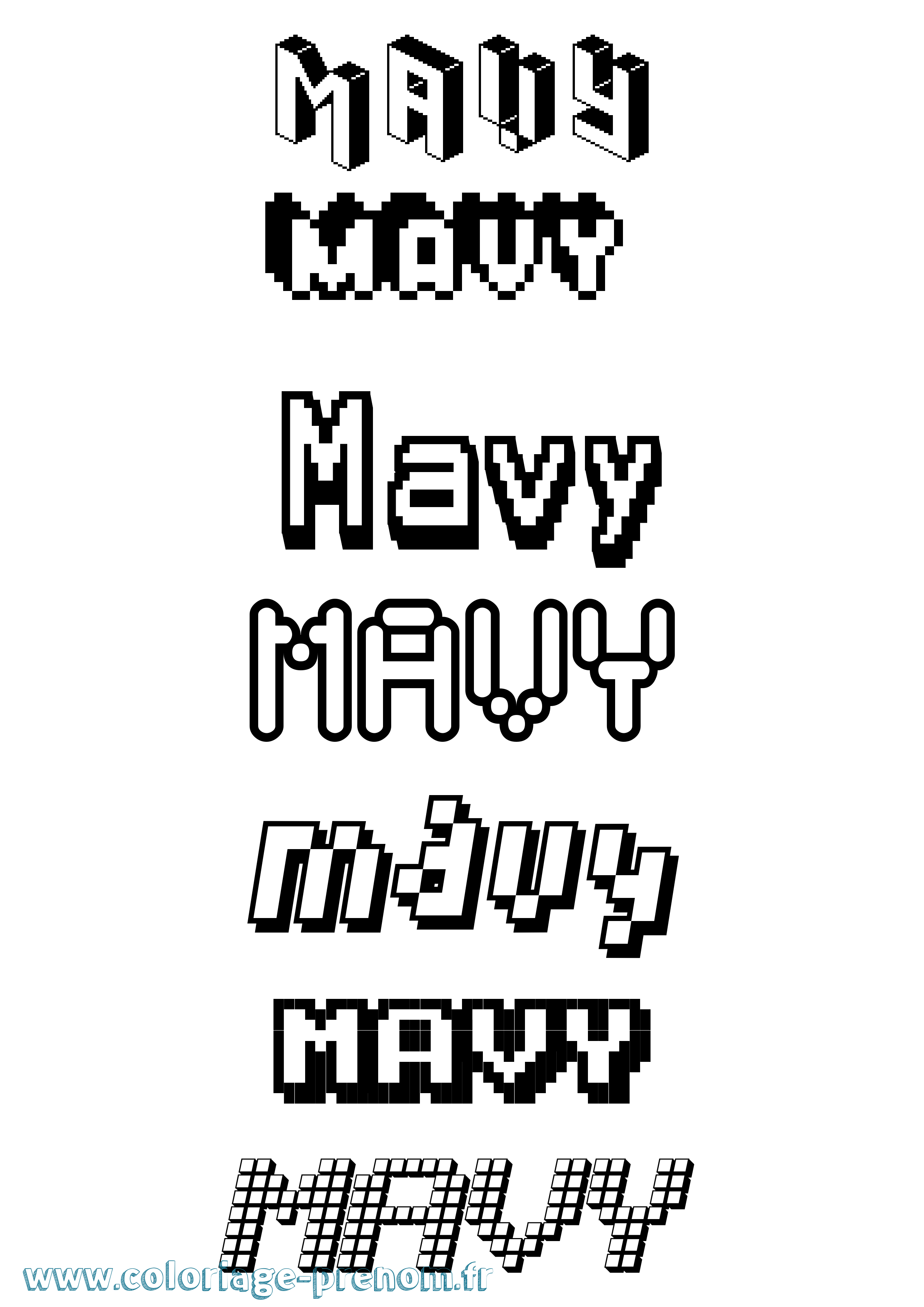 Coloriage Mavy Pixel Coloriage prénom Mavy Pixel