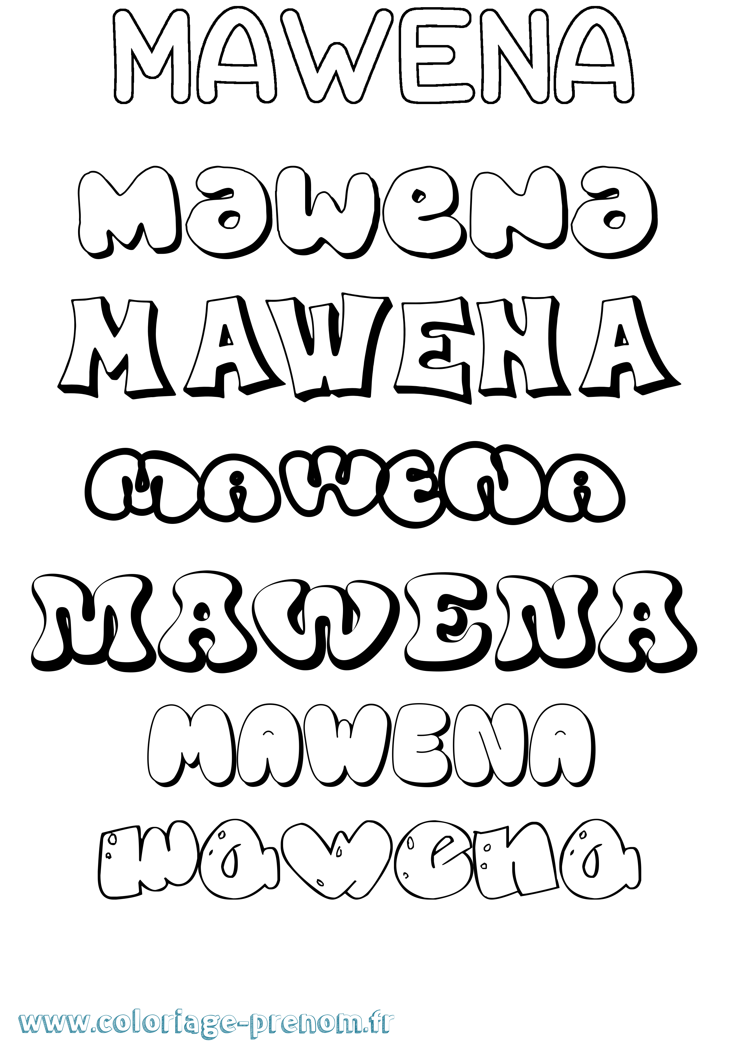 Coloriage Mawena Bubble Coloriage prénom Mawena Bubble
