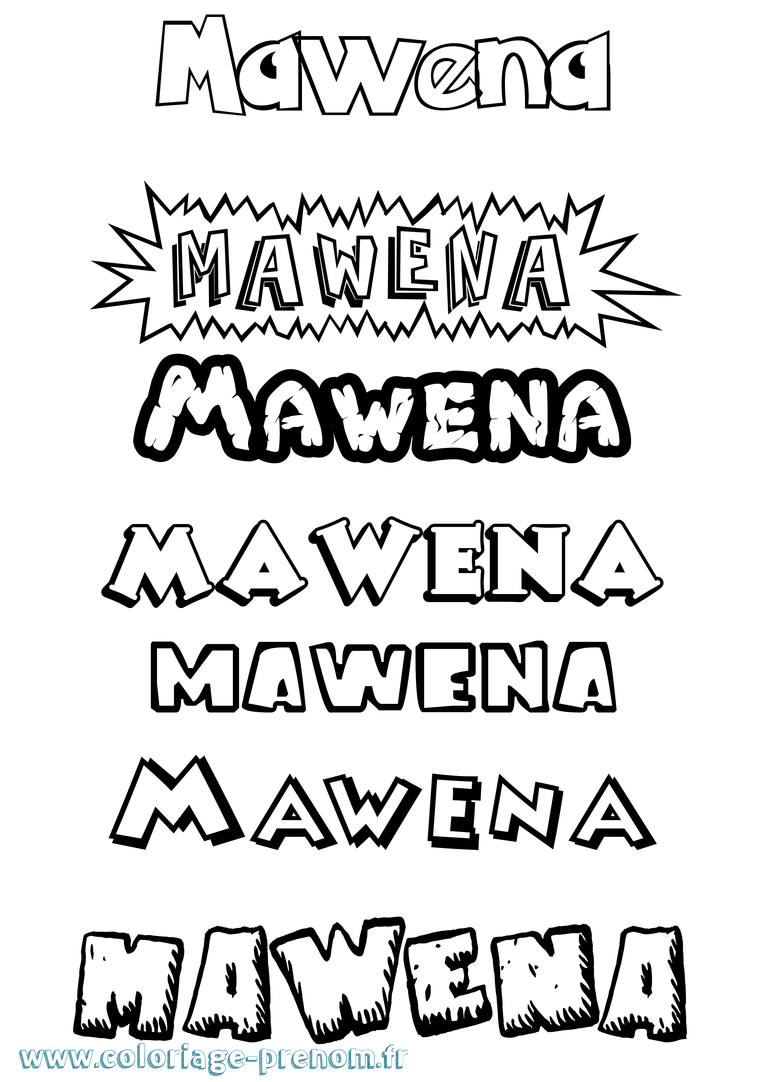 Coloriage Mawena Dessin Animé Coloriage prénom Mawena Dessin Animé