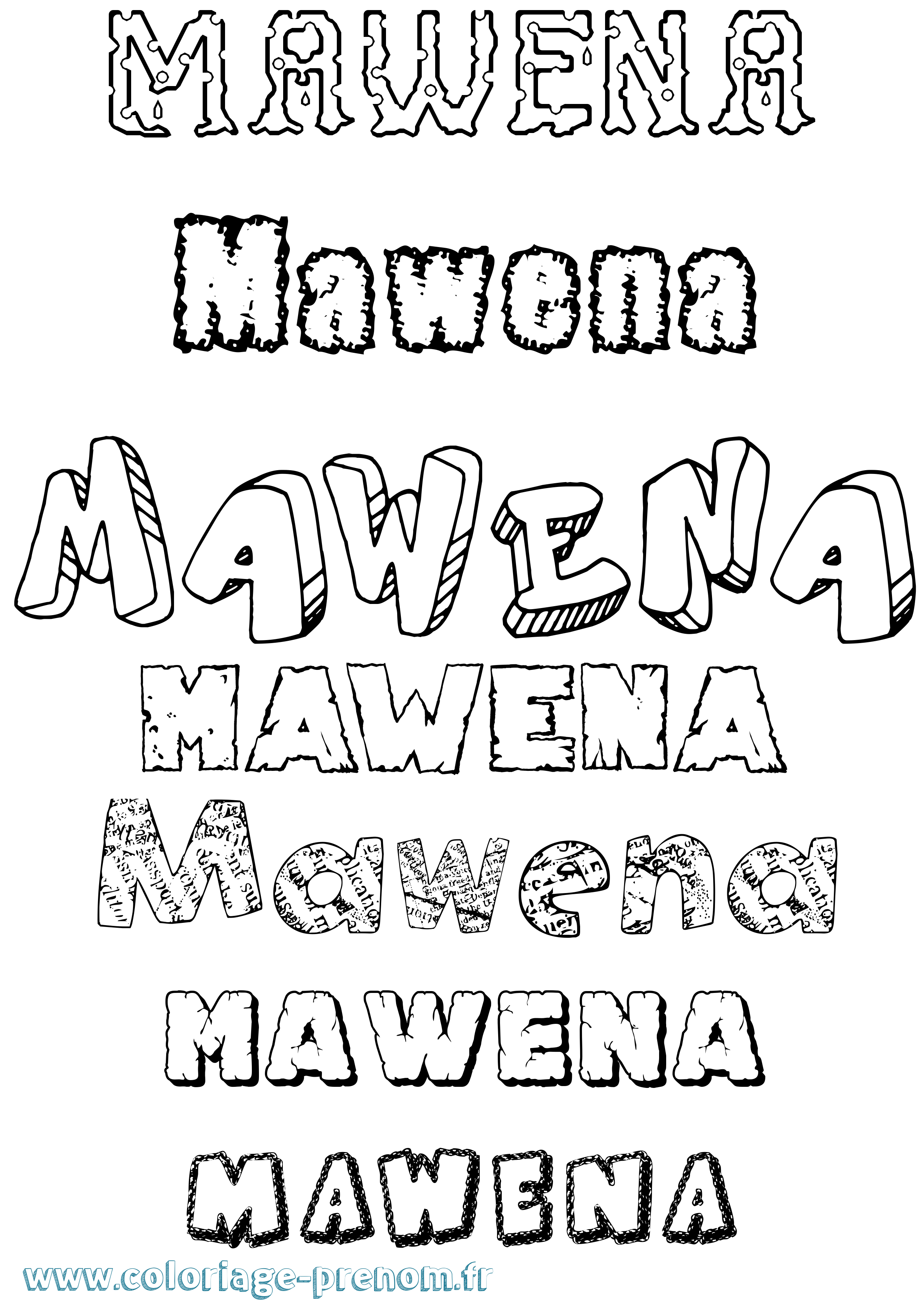 Coloriage Mawena Destructuré Coloriage prénom Mawena Destructuré
