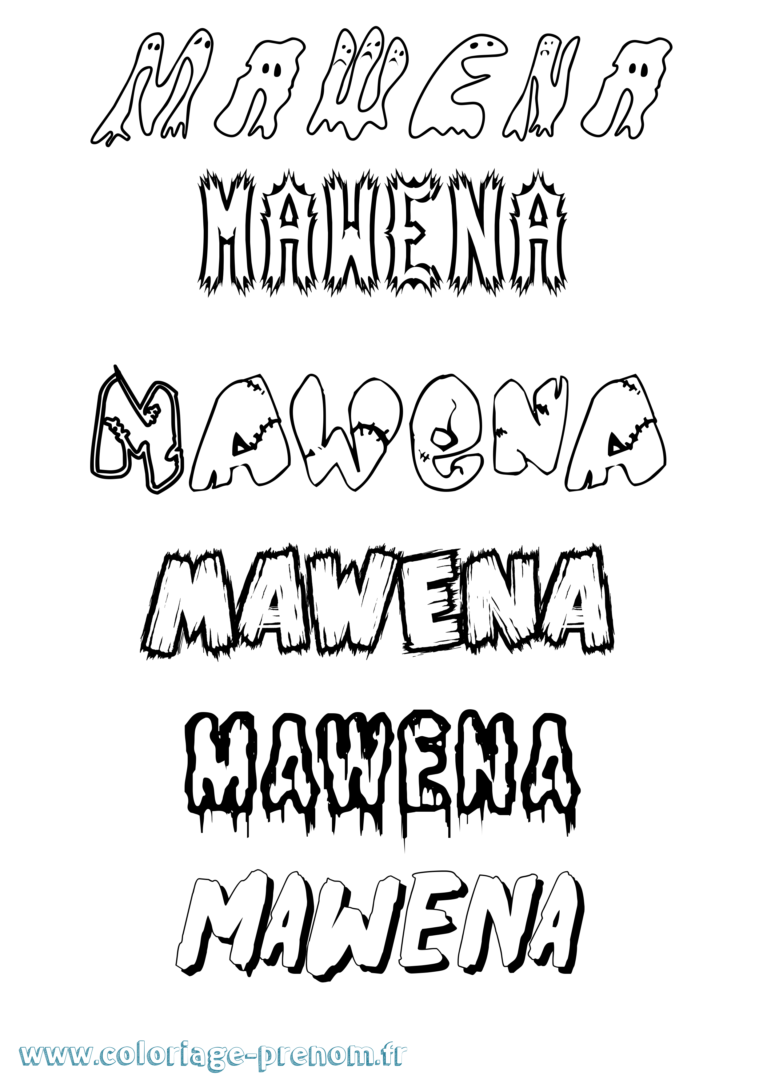 Coloriage Mawena Frisson Coloriage prénom Mawena Frisson
