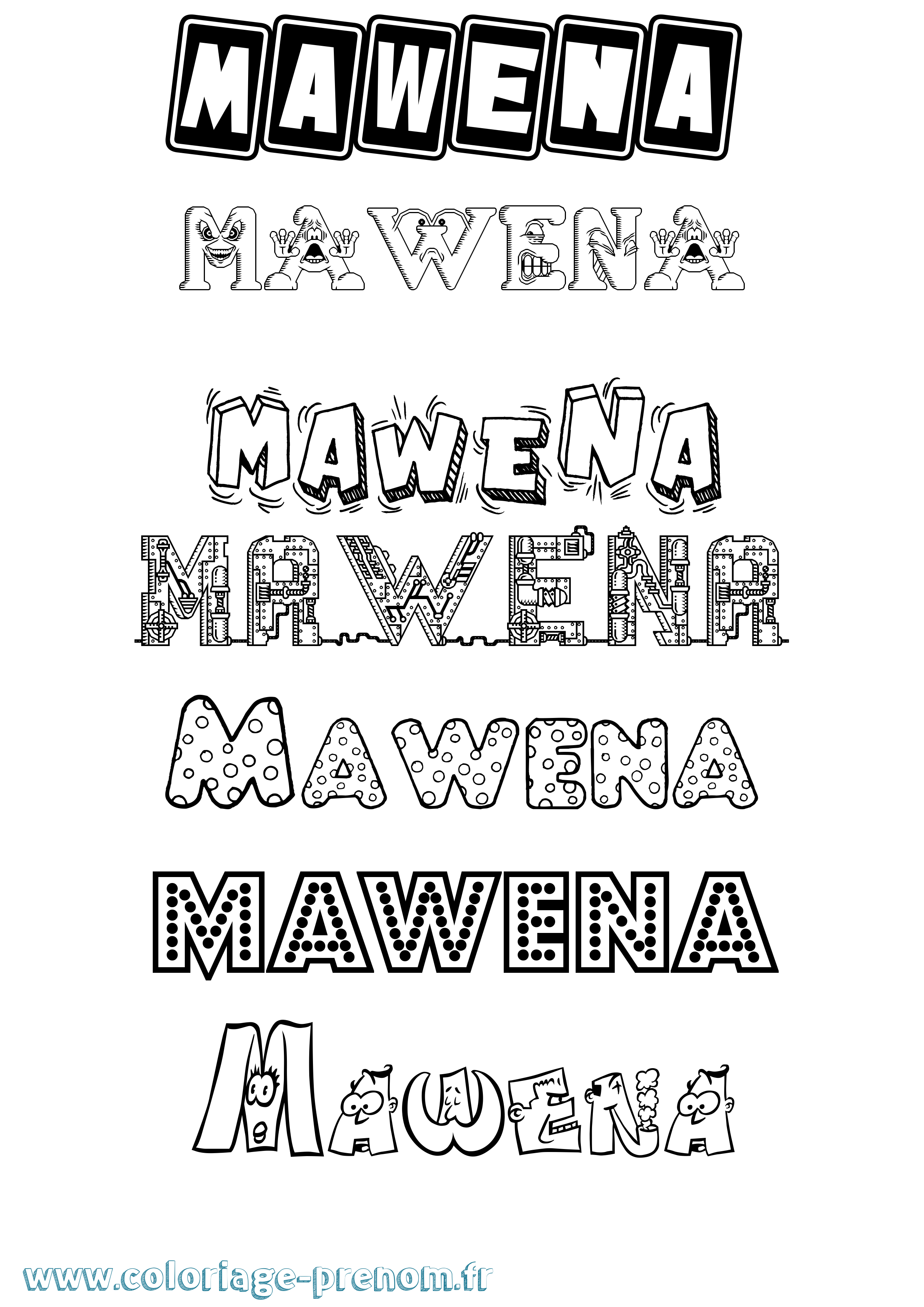 Coloriage Mawena Fun Coloriage prénom Mawena Fun