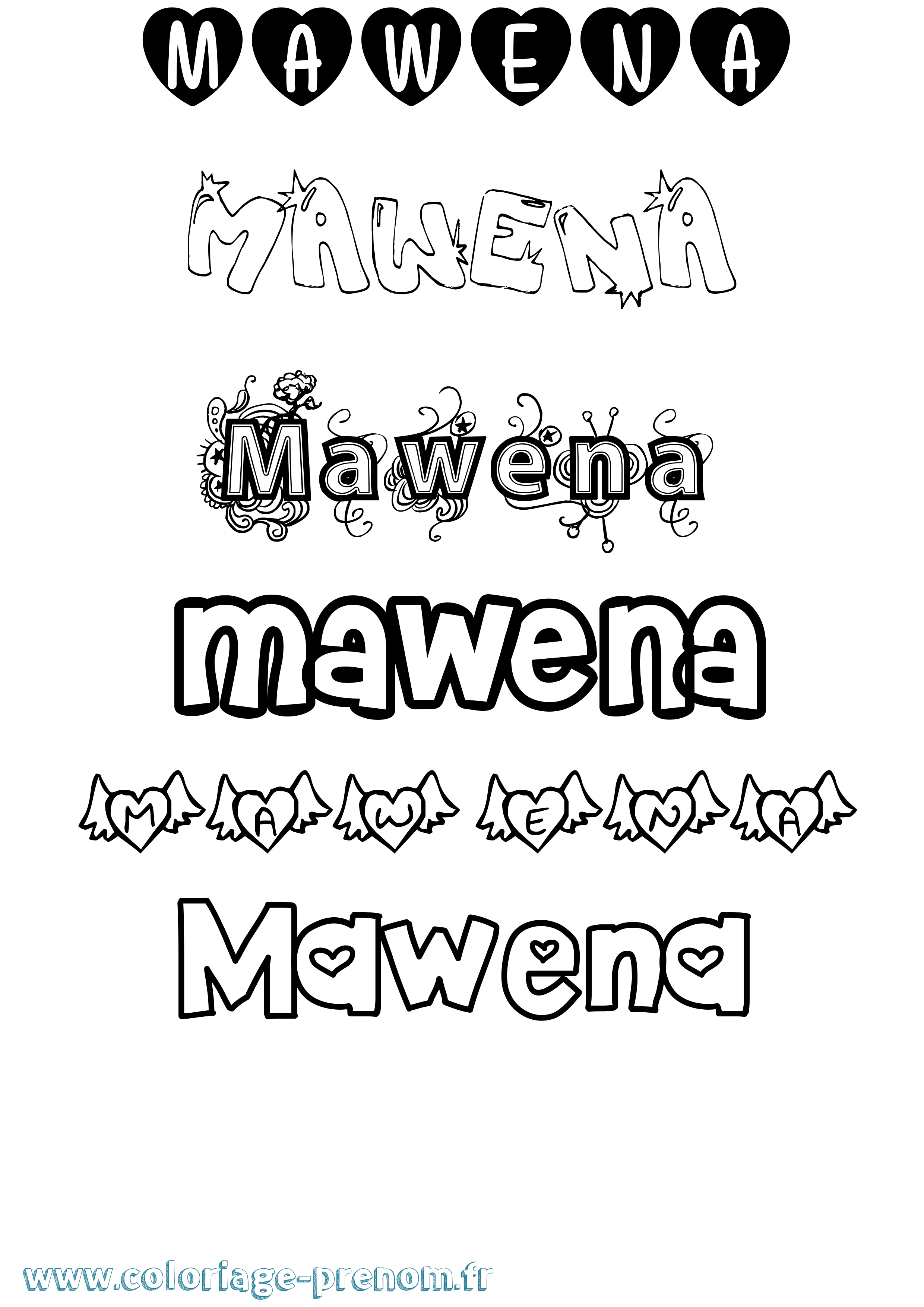 Coloriage Mawena Girly Coloriage prénom Mawena Girly