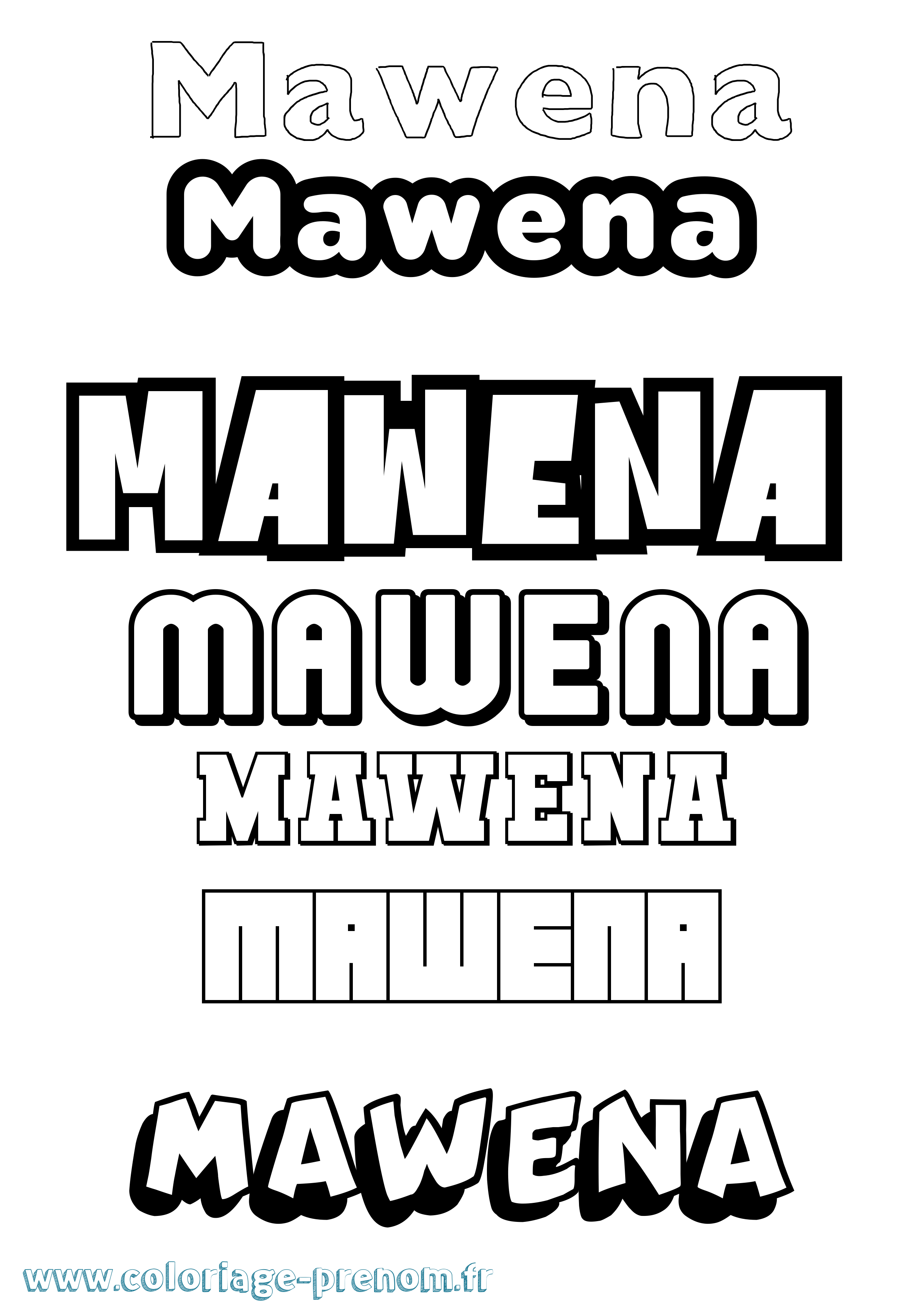 Coloriage Mawena Simple Coloriage prénom Mawena Simple