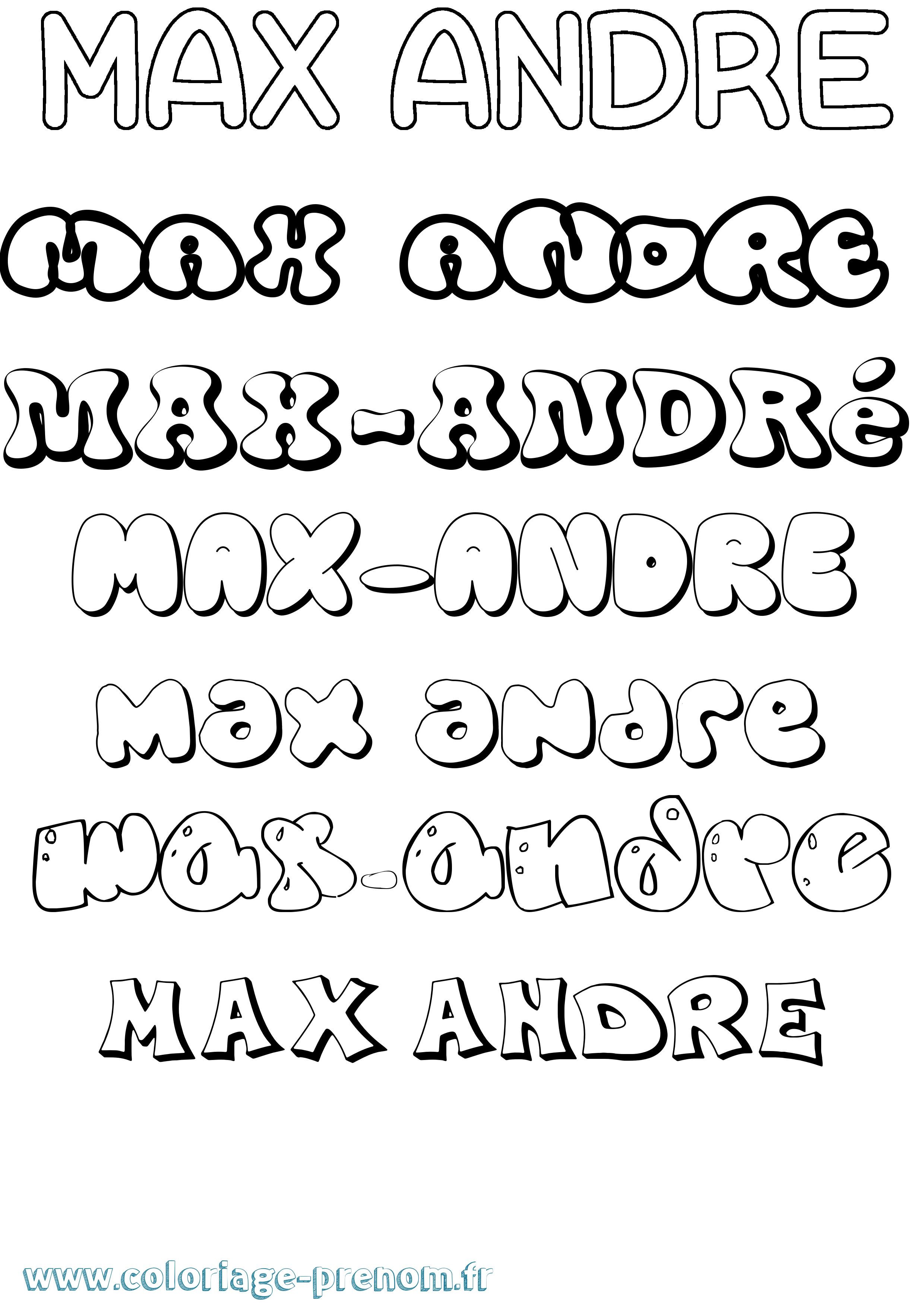 Coloriage Max-André Bubble Coloriage prénom Max-André Bubble