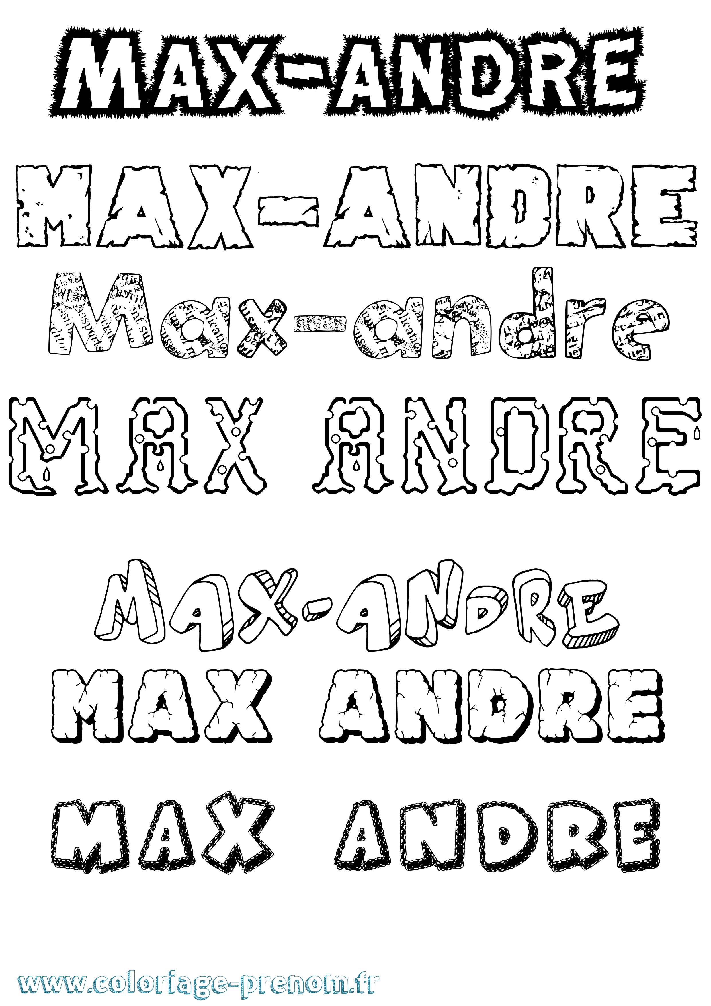 Coloriage Max-André Destructuré Coloriage prénom Max-André Destructuré