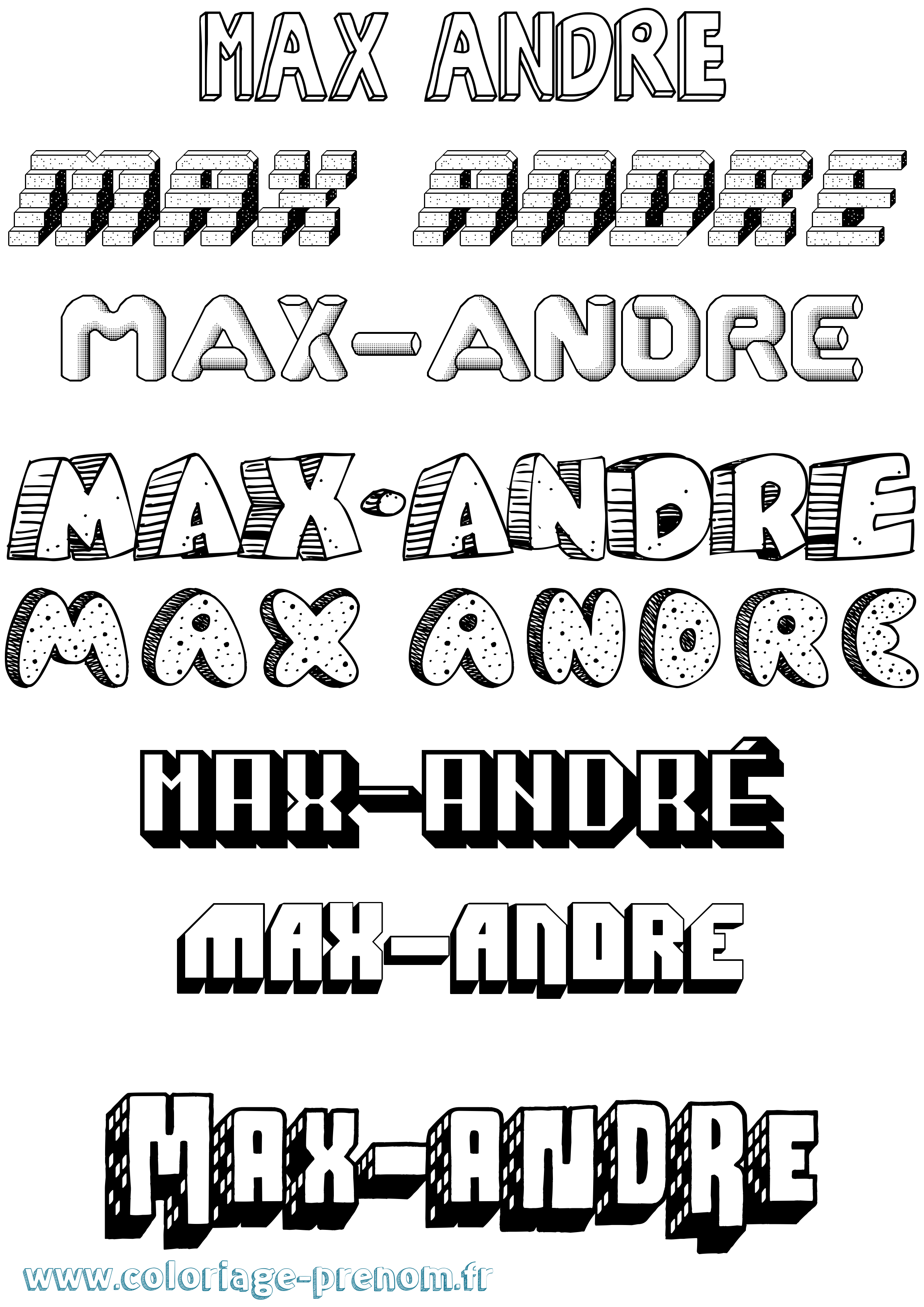 Coloriage Max-André Effet 3D Coloriage prénom Max-André Effet 3D