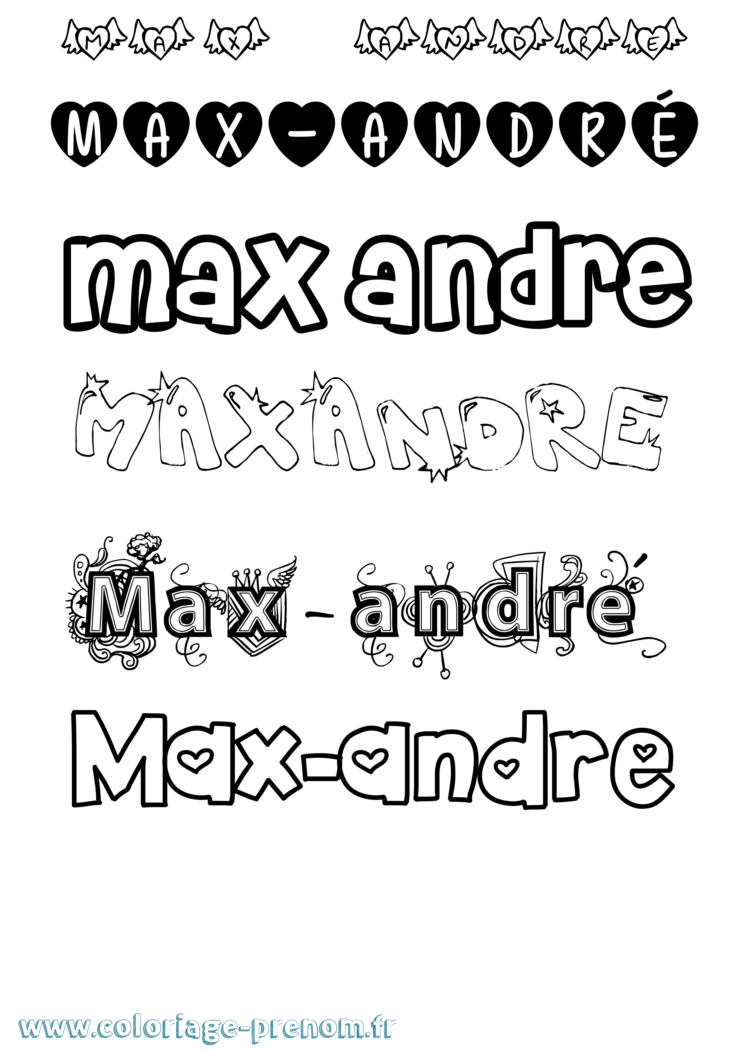 Coloriage Max-André Girly Coloriage prénom Max-André Girly