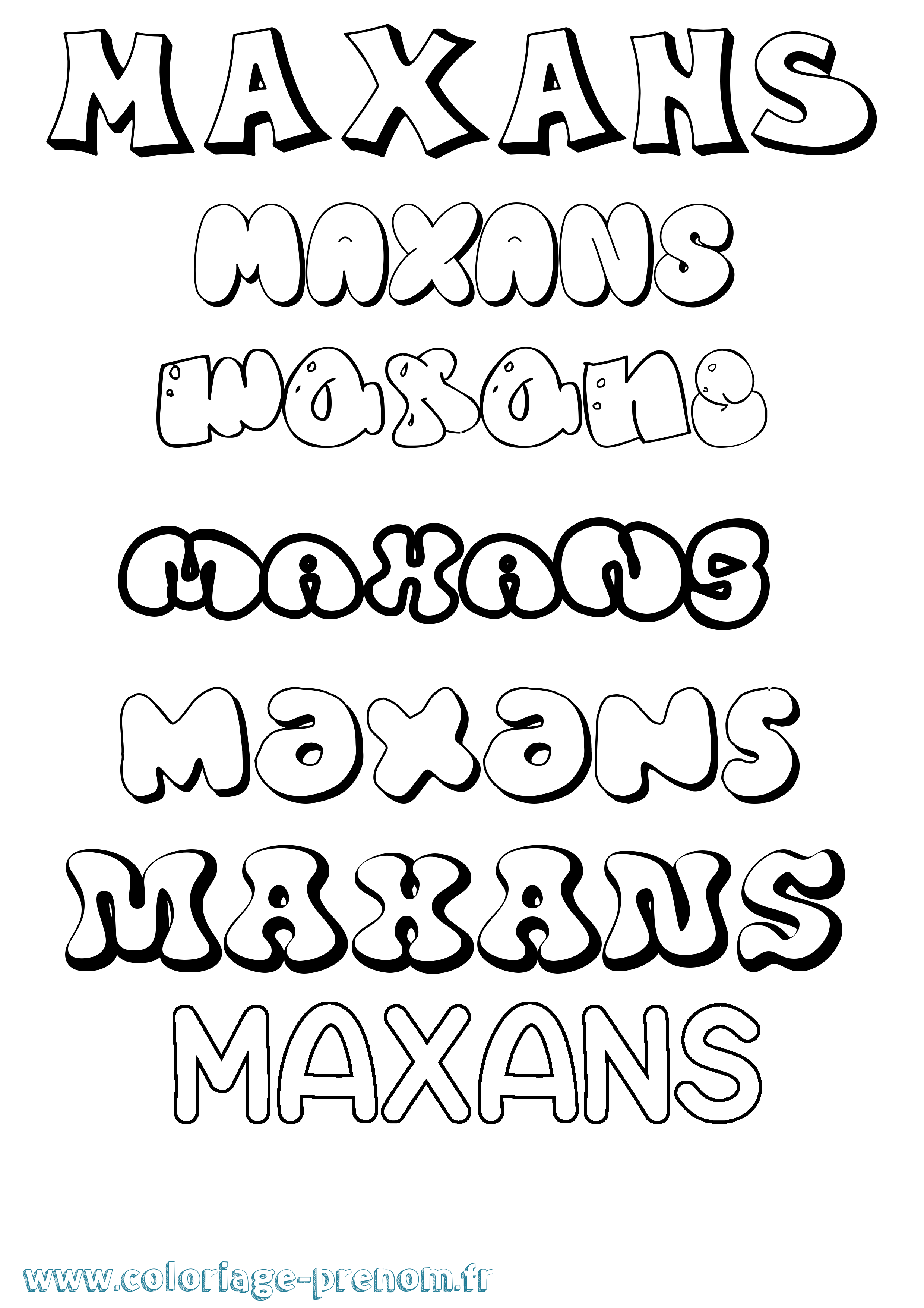 Coloriage Maxans Bubble Coloriage prénom Maxans Bubble
