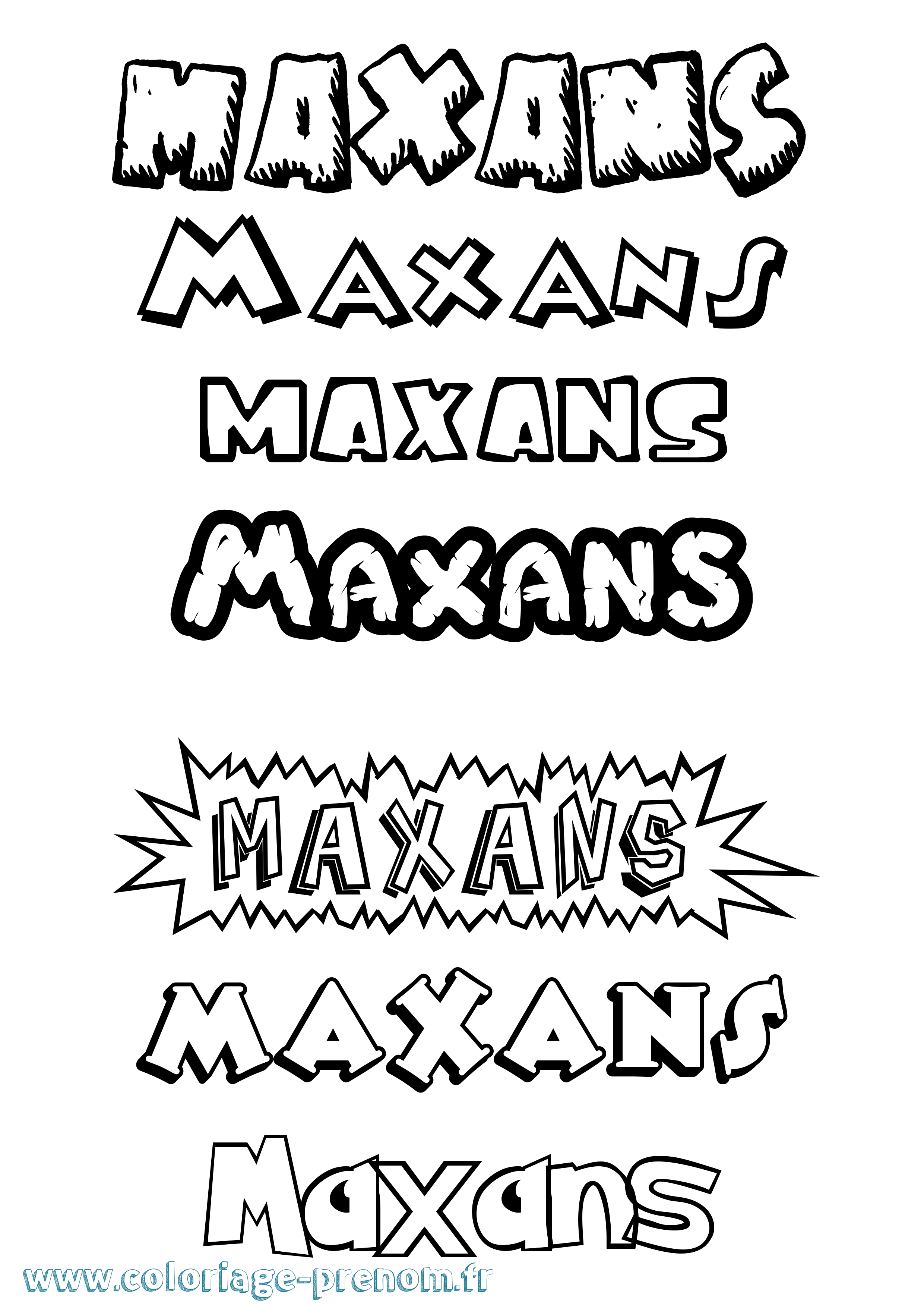 Coloriage Maxans Dessin Animé Coloriage prénom Maxans Dessin Animé