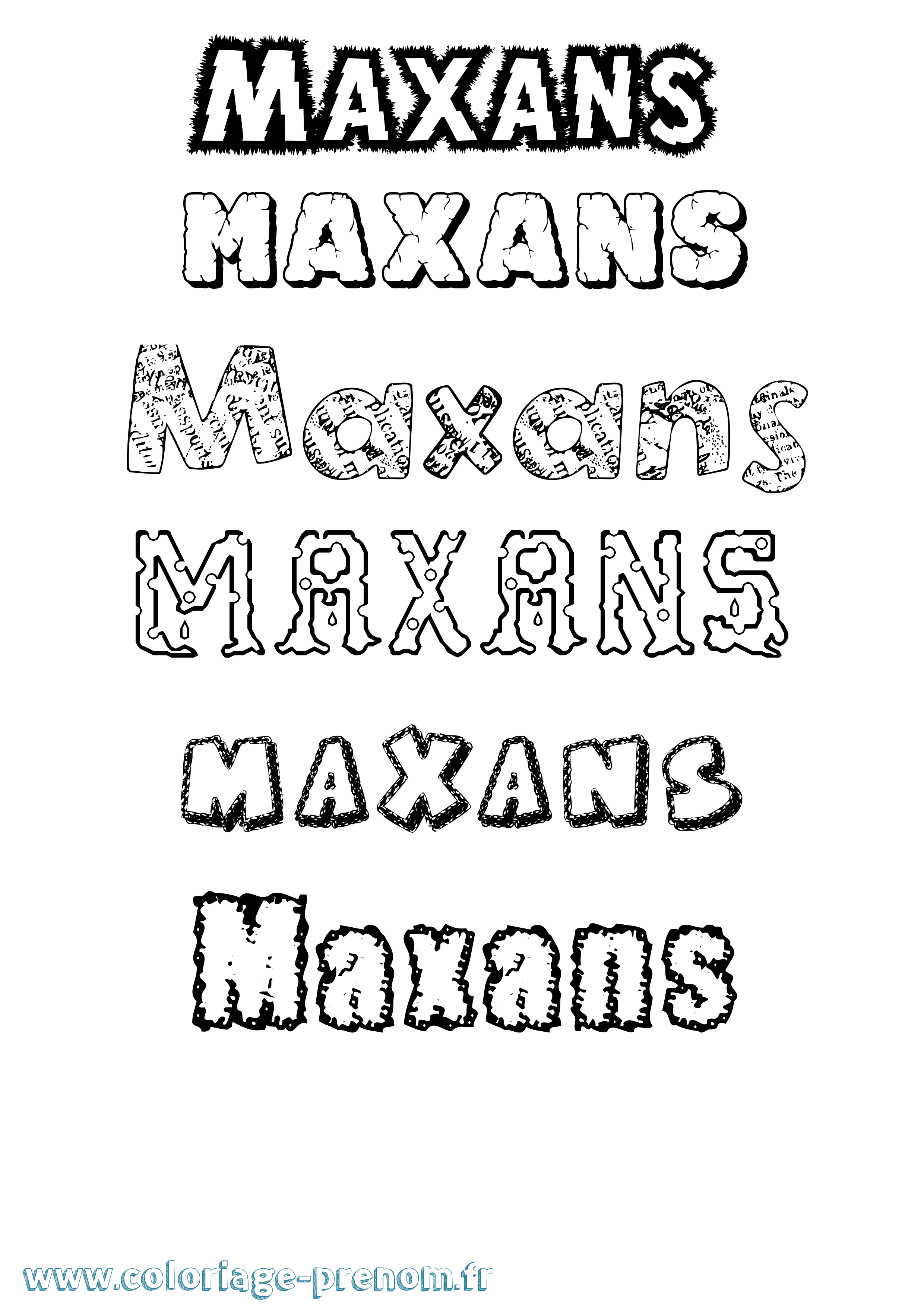 Coloriage Maxans Destructuré Coloriage prénom Maxans Destructuré