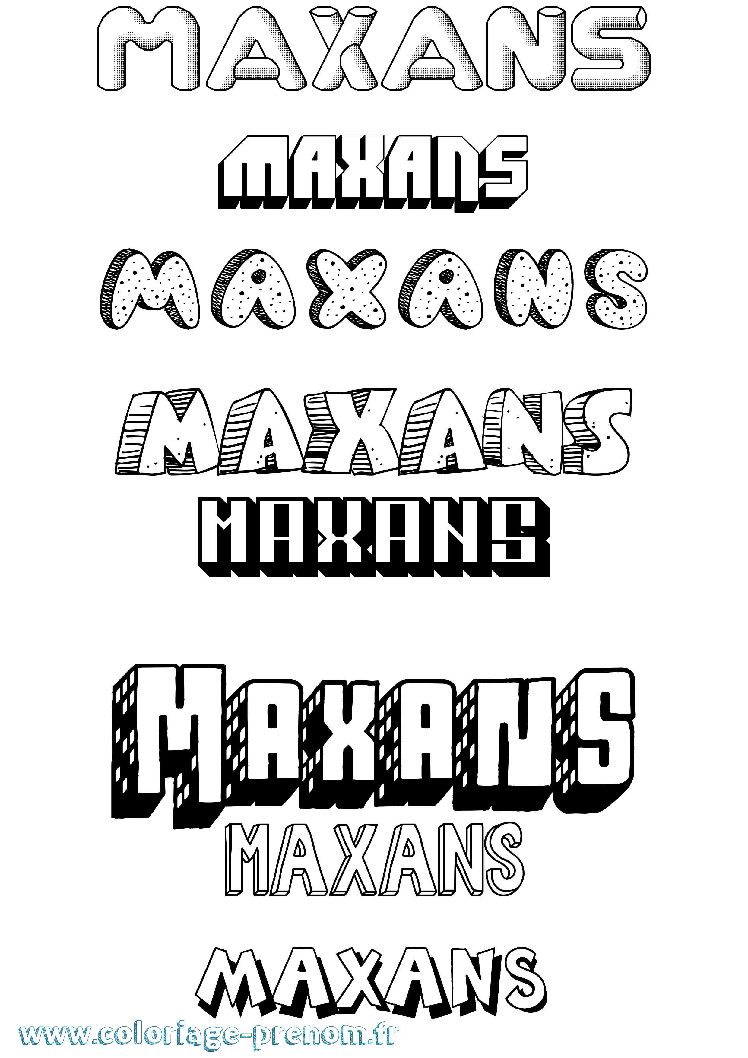 Coloriage Maxans Effet 3D Coloriage prénom Maxans Effet 3D