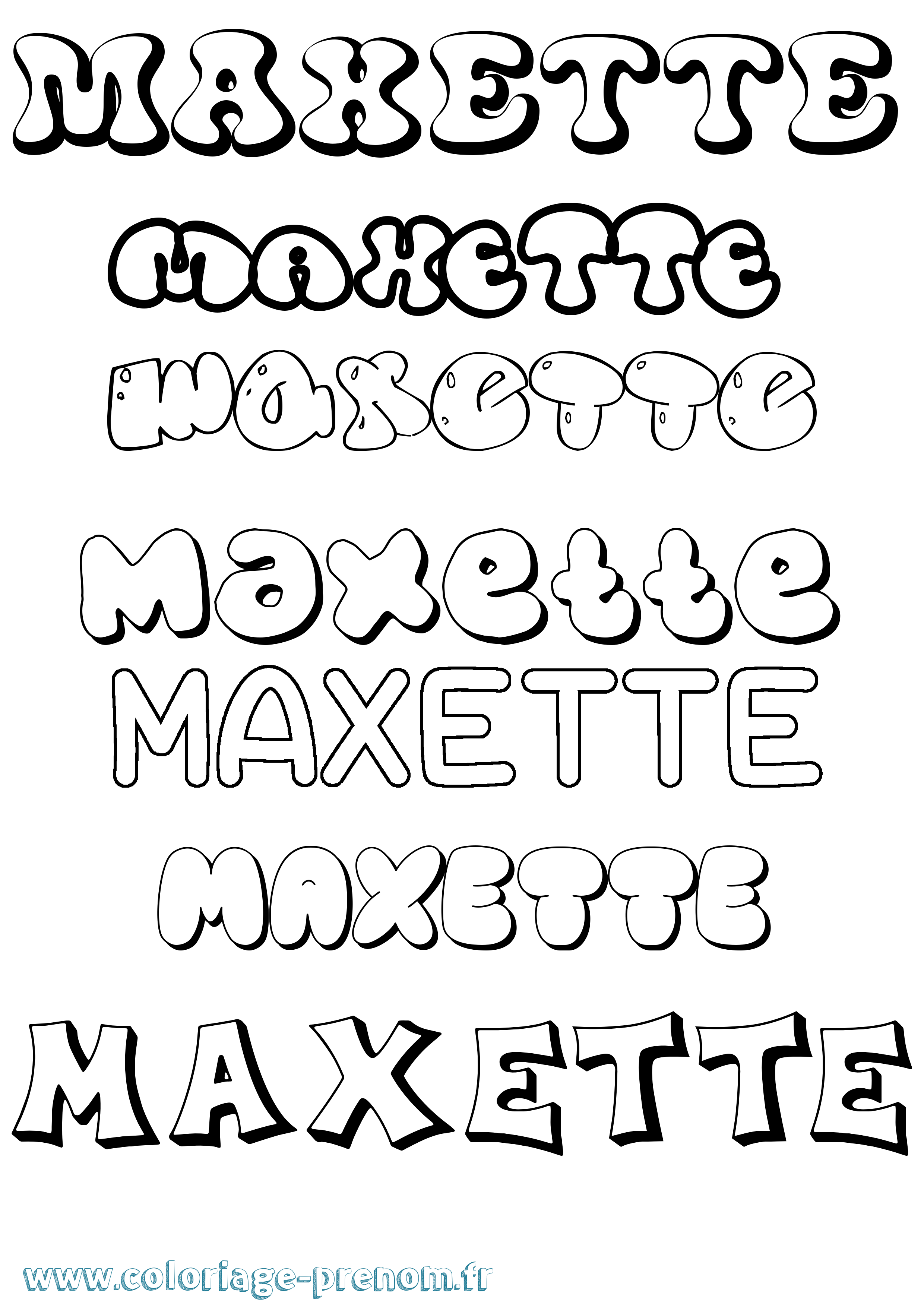 Coloriage Maxette Bubble Coloriage prénom Maxette Bubble
