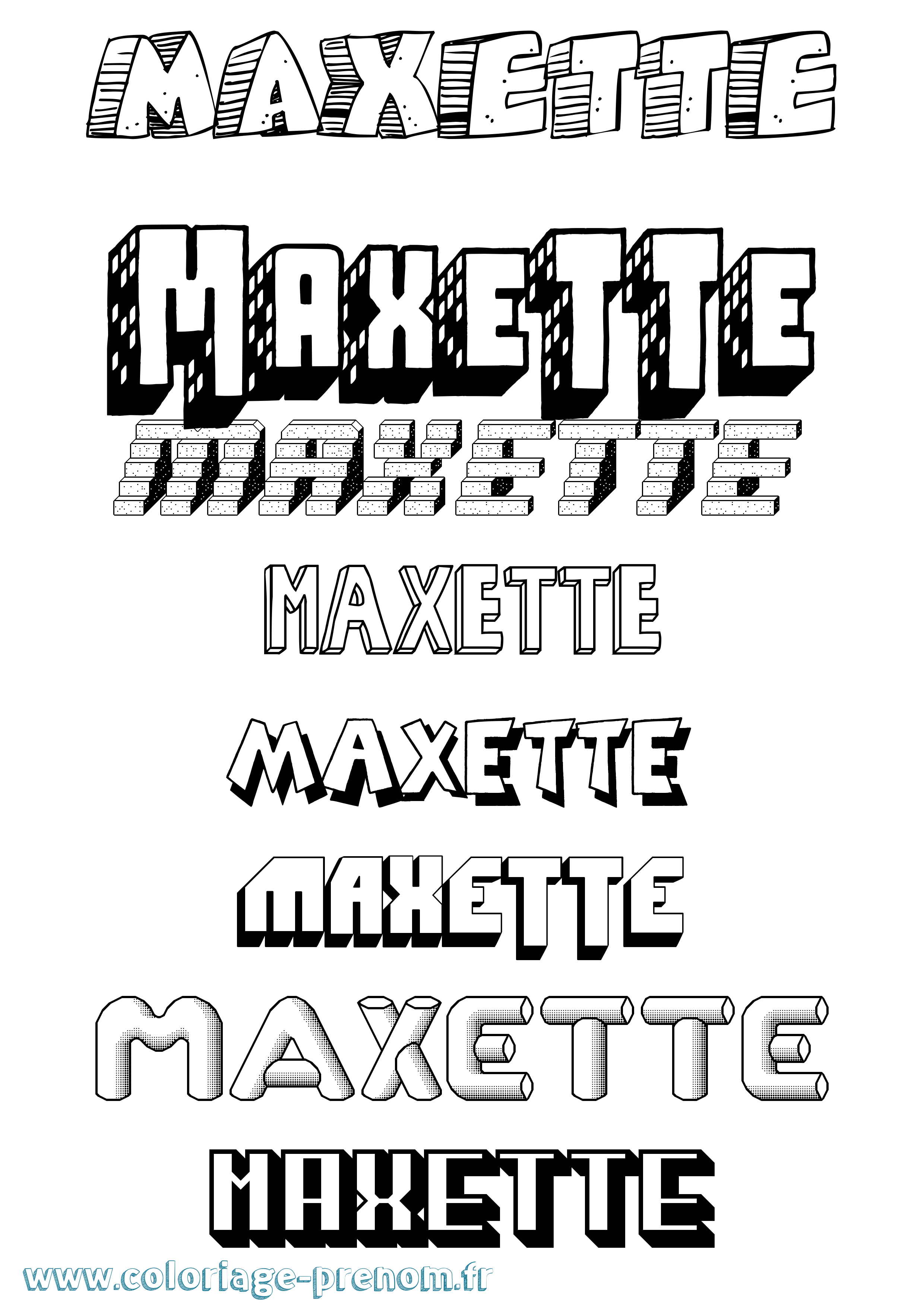 Coloriage Maxette Effet 3D Coloriage prénom Maxette Effet 3D