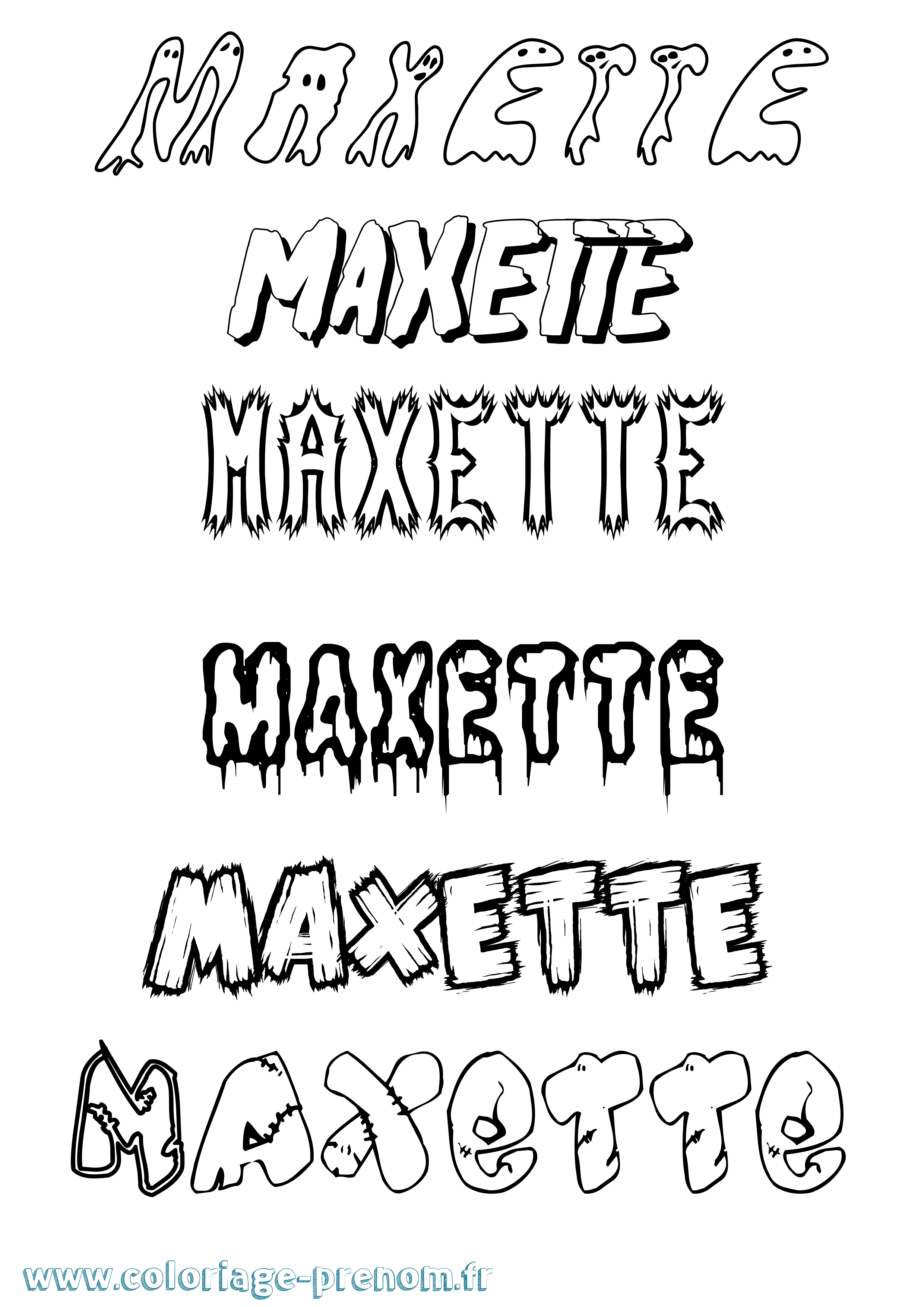 Coloriage Maxette Frisson Coloriage prénom Maxette Frisson