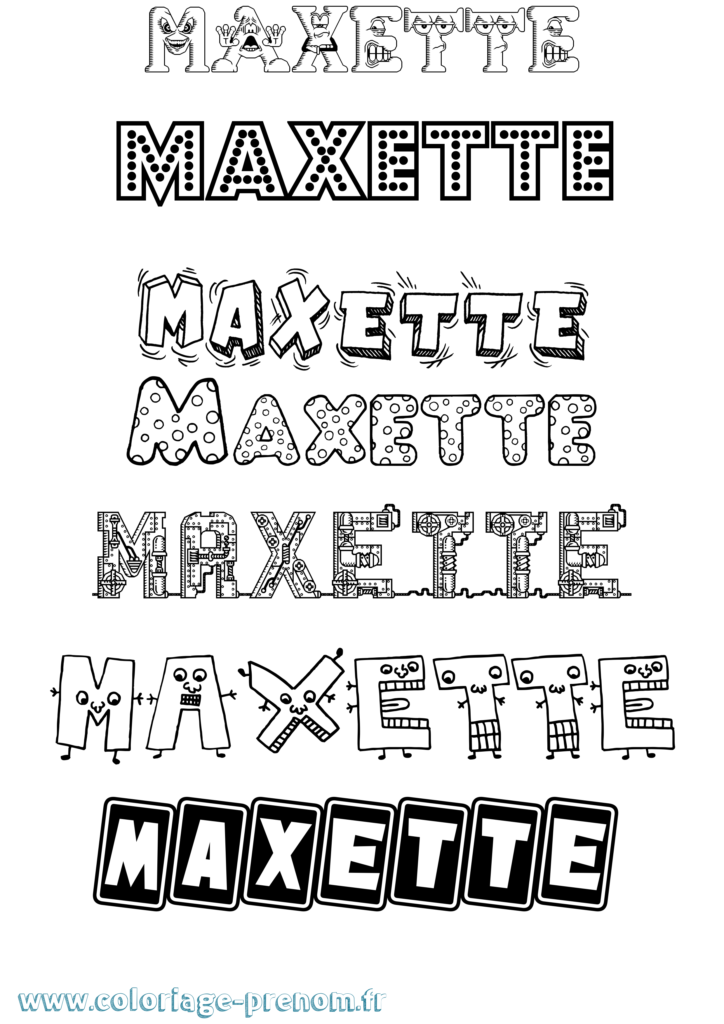 Coloriage Maxette Fun Coloriage prénom Maxette Fun