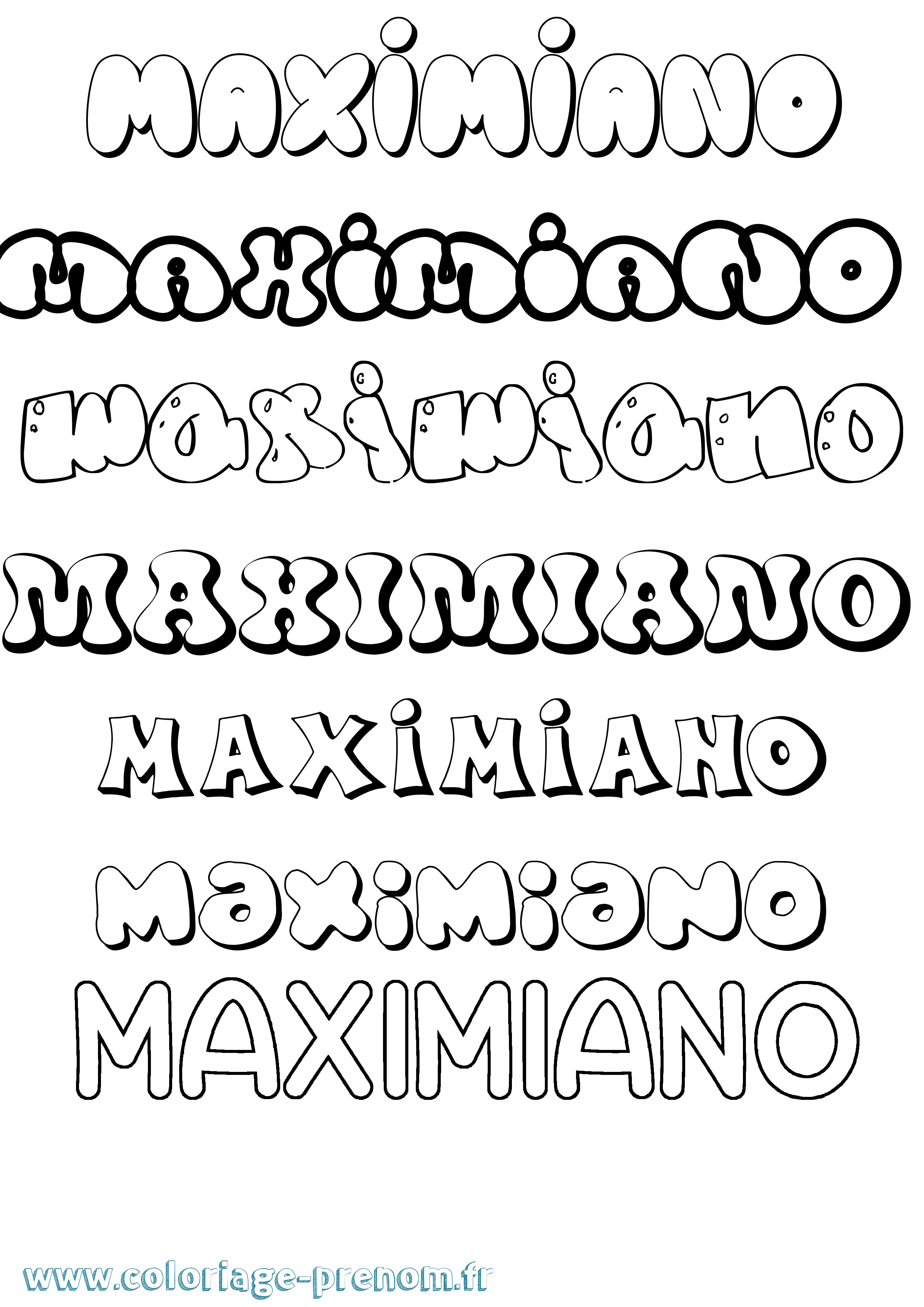Coloriage Maximiano Bubble Coloriage prénom Maximiano Bubble