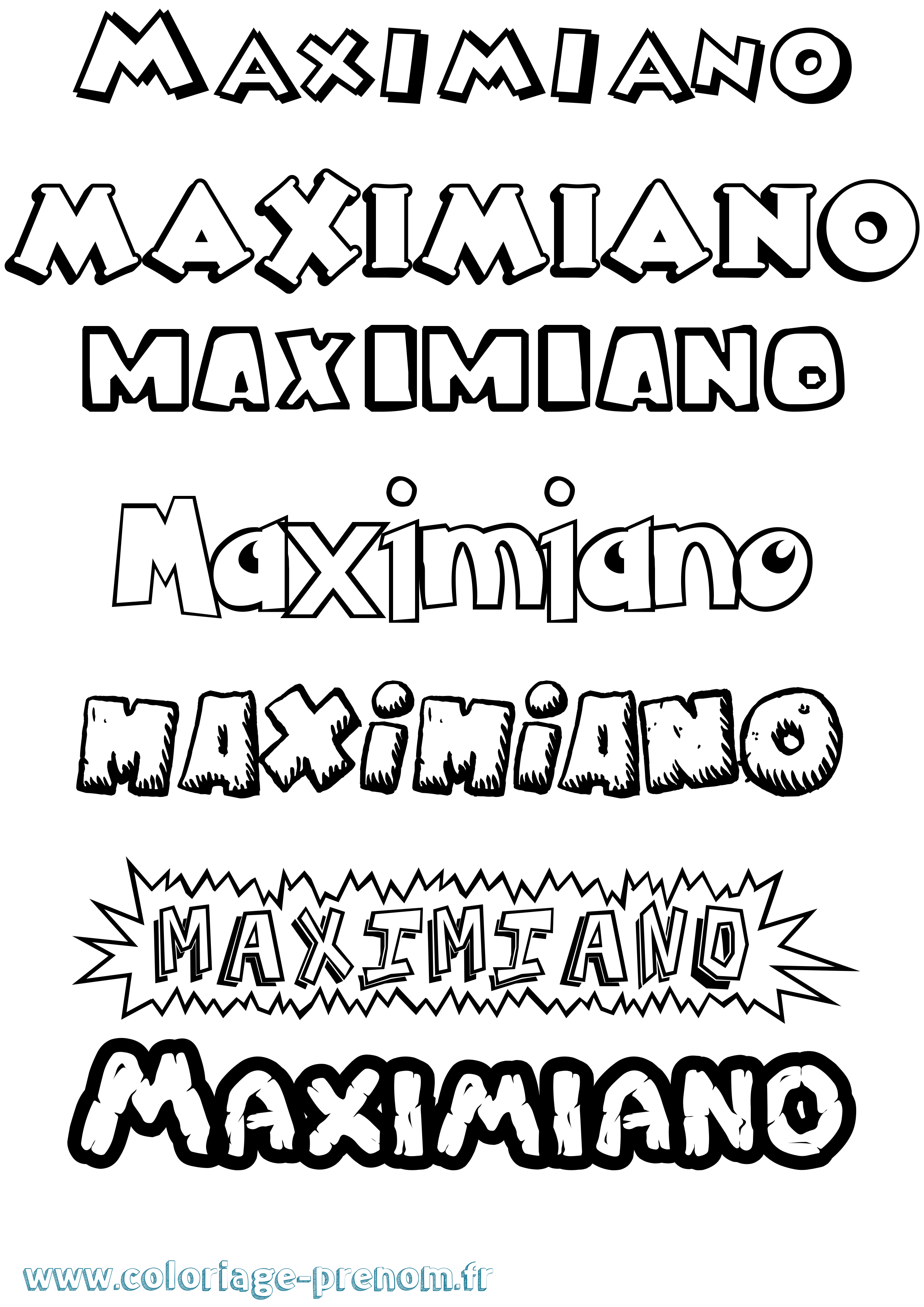 Coloriage Maximiano Dessin Animé Coloriage prénom Maximiano Dessin Animé