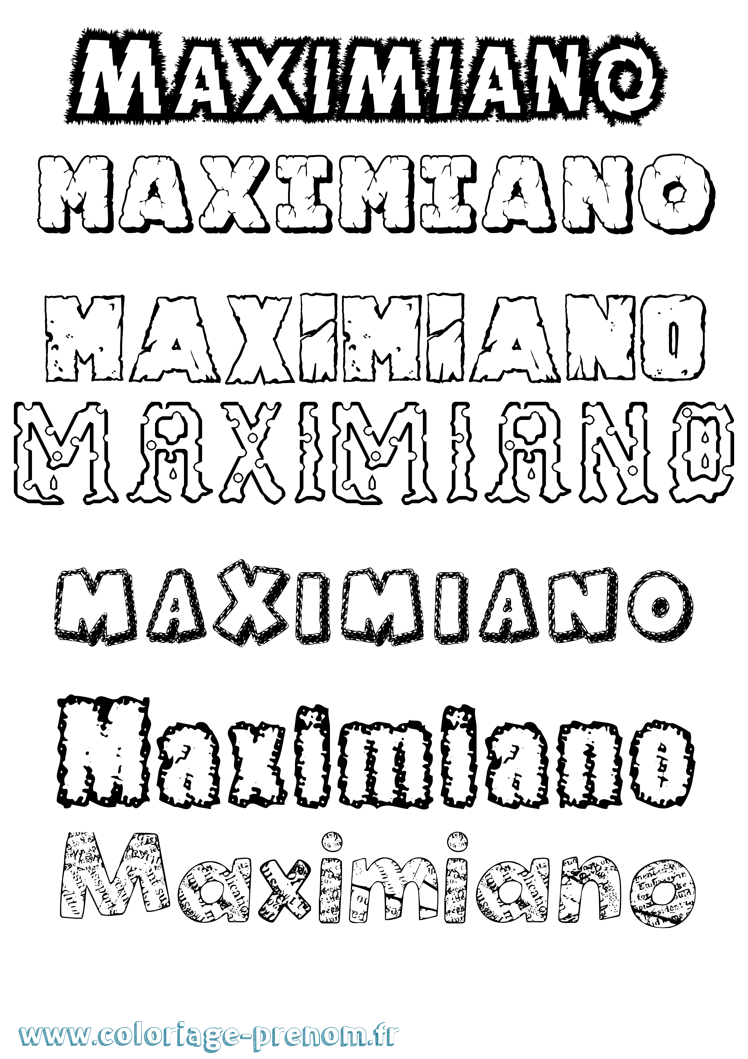Coloriage Maximiano Destructuré Coloriage prénom Maximiano Destructuré