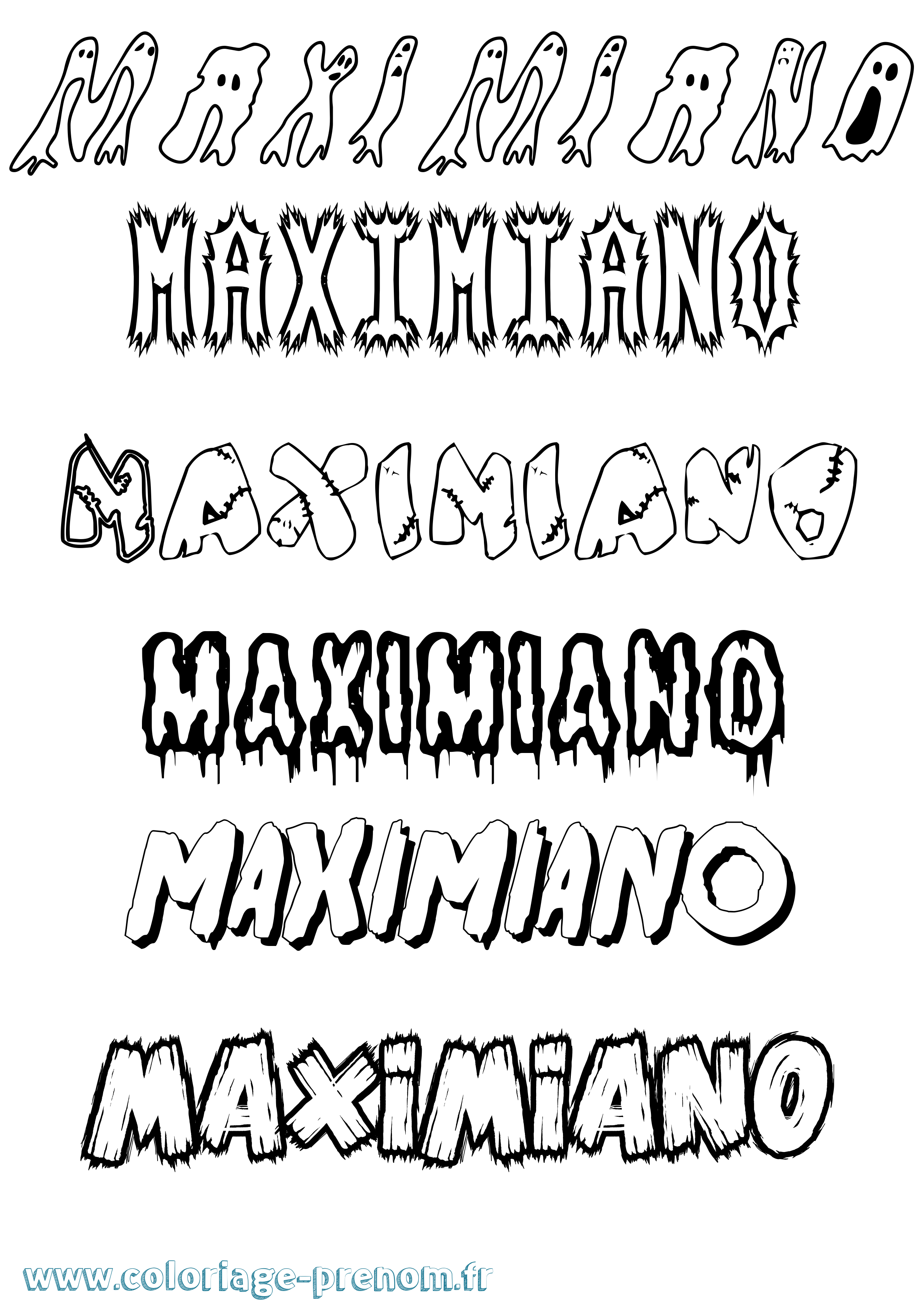 Coloriage Maximiano Frisson Coloriage prénom Maximiano Frisson