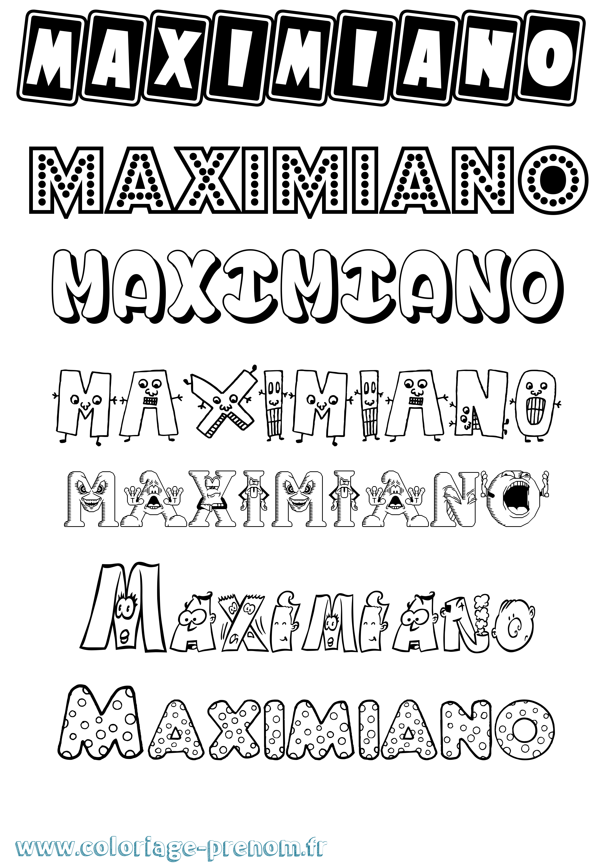 Coloriage Maximiano Fun Coloriage prénom Maximiano Fun