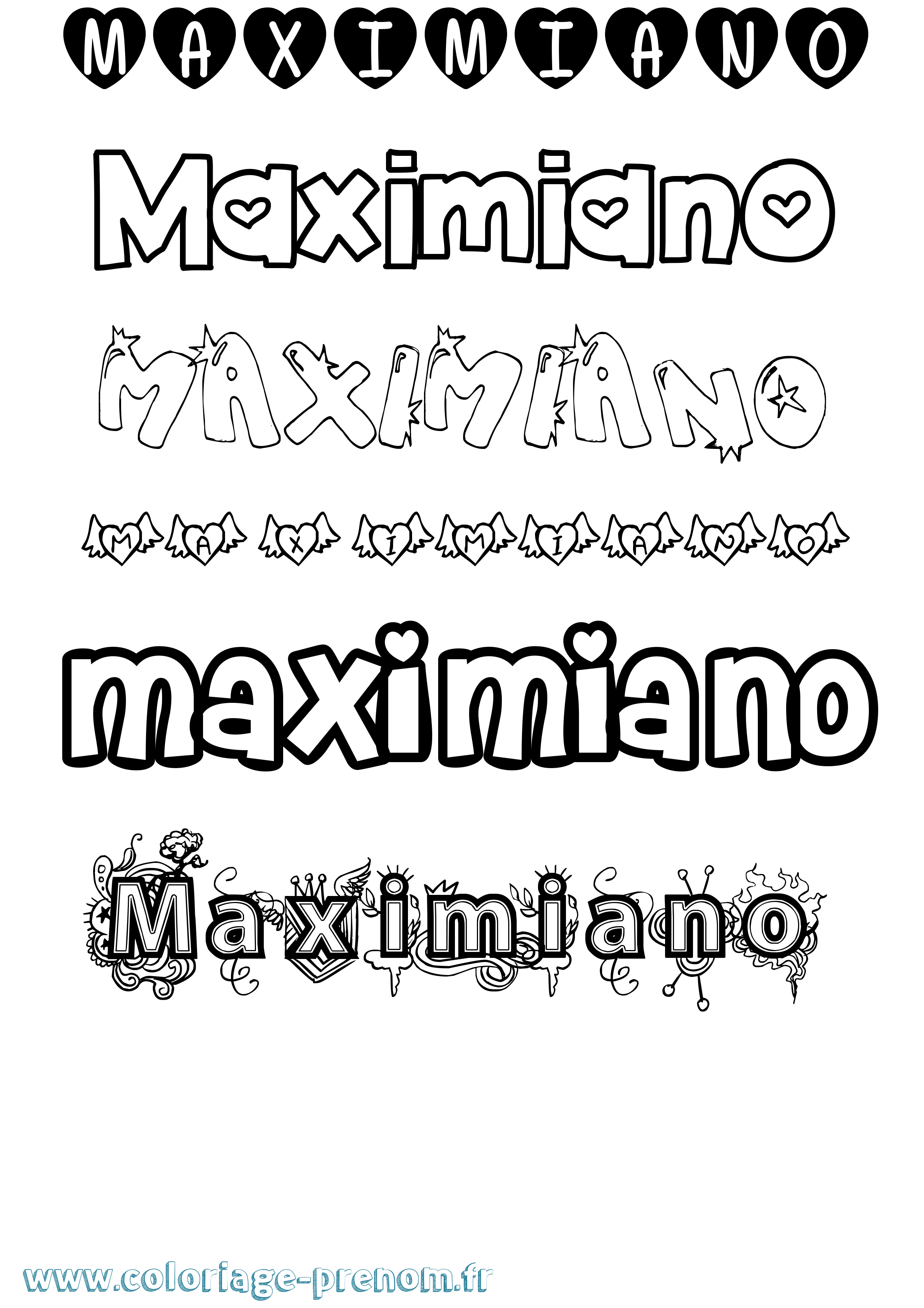 Coloriage Maximiano Girly Coloriage prénom Maximiano Girly