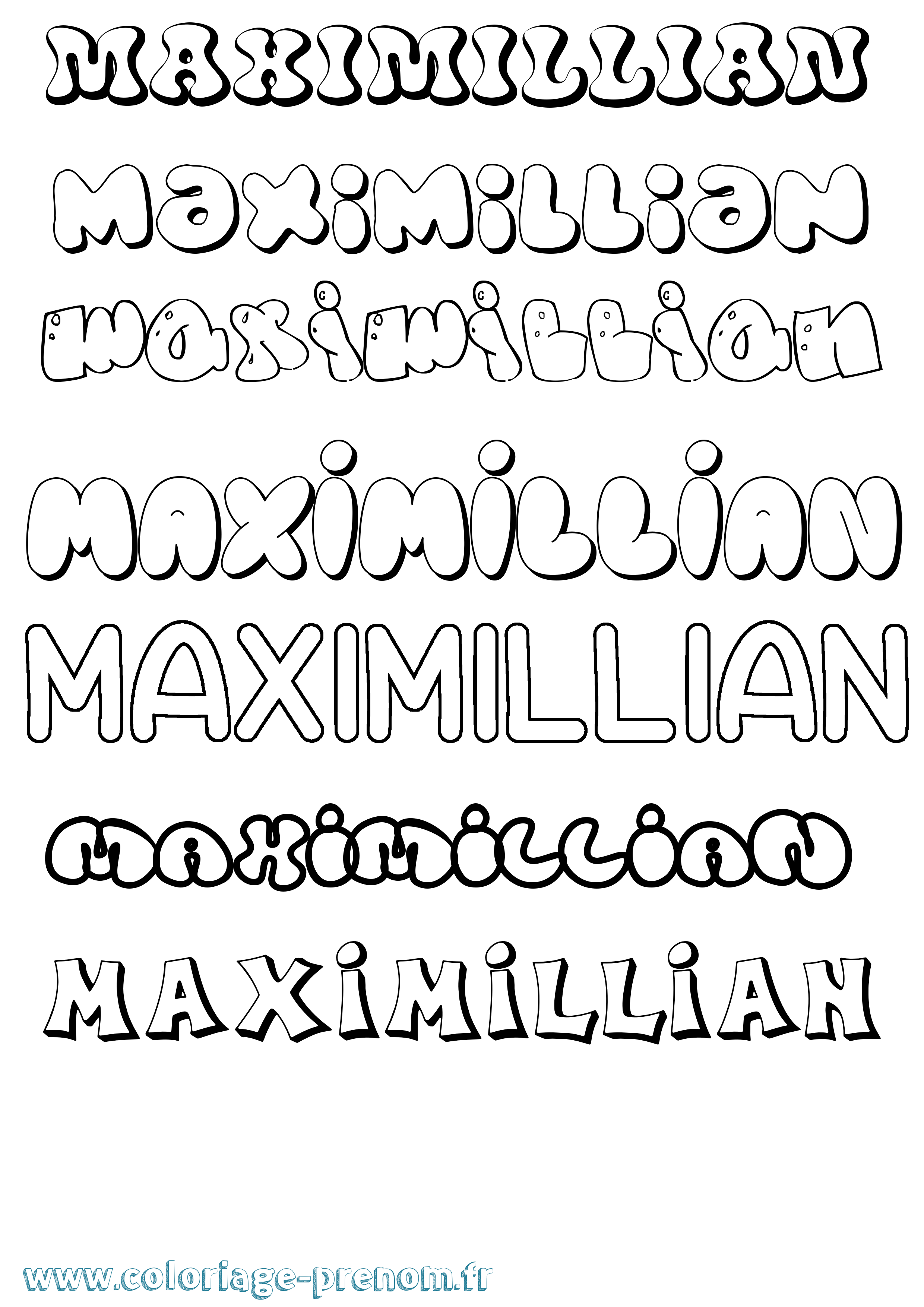 Coloriage Maximillian Bubble Coloriage prénom Maximillian Bubble