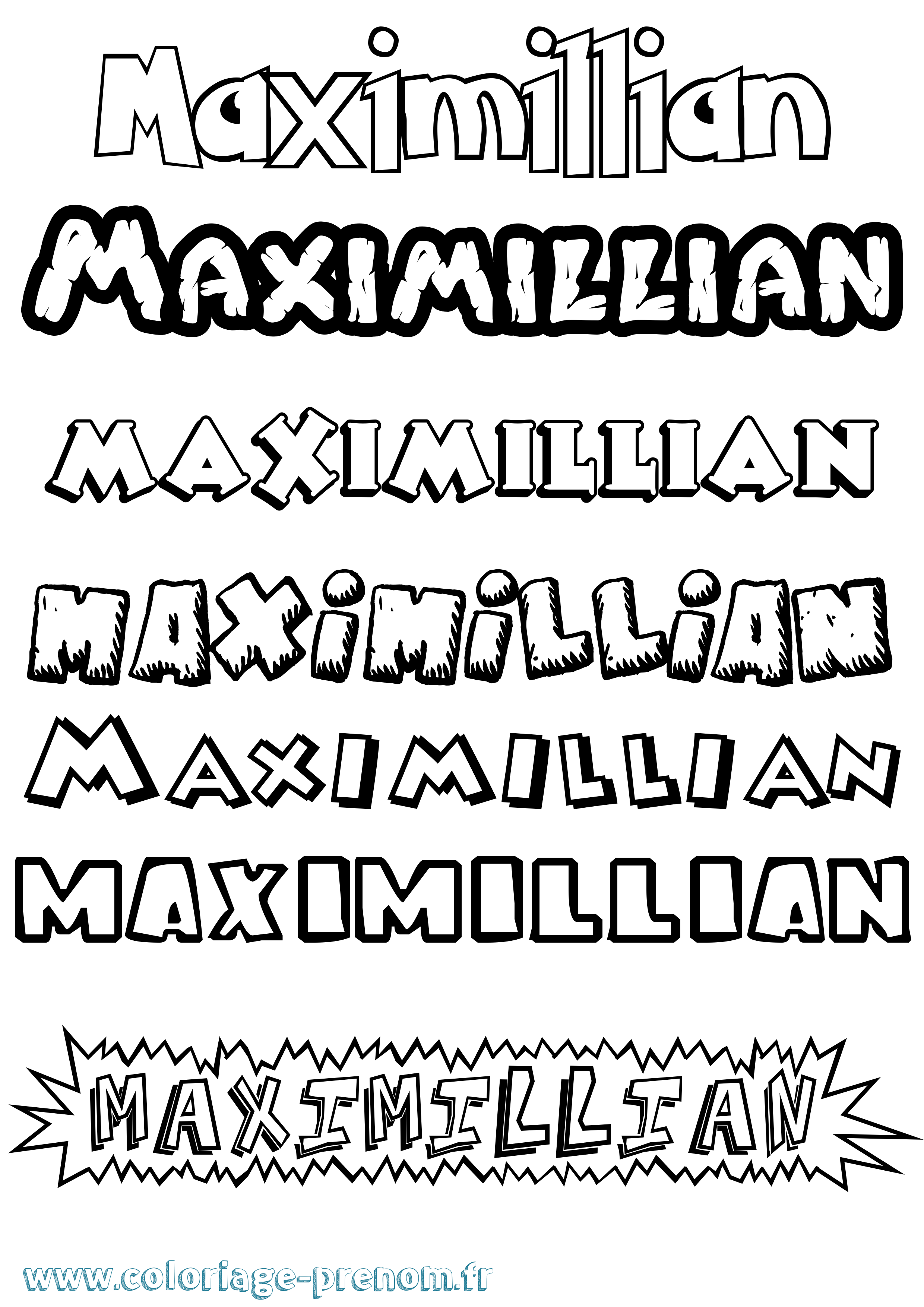 Coloriage Maximillian Dessin Animé Coloriage prénom Maximillian Dessin Animé