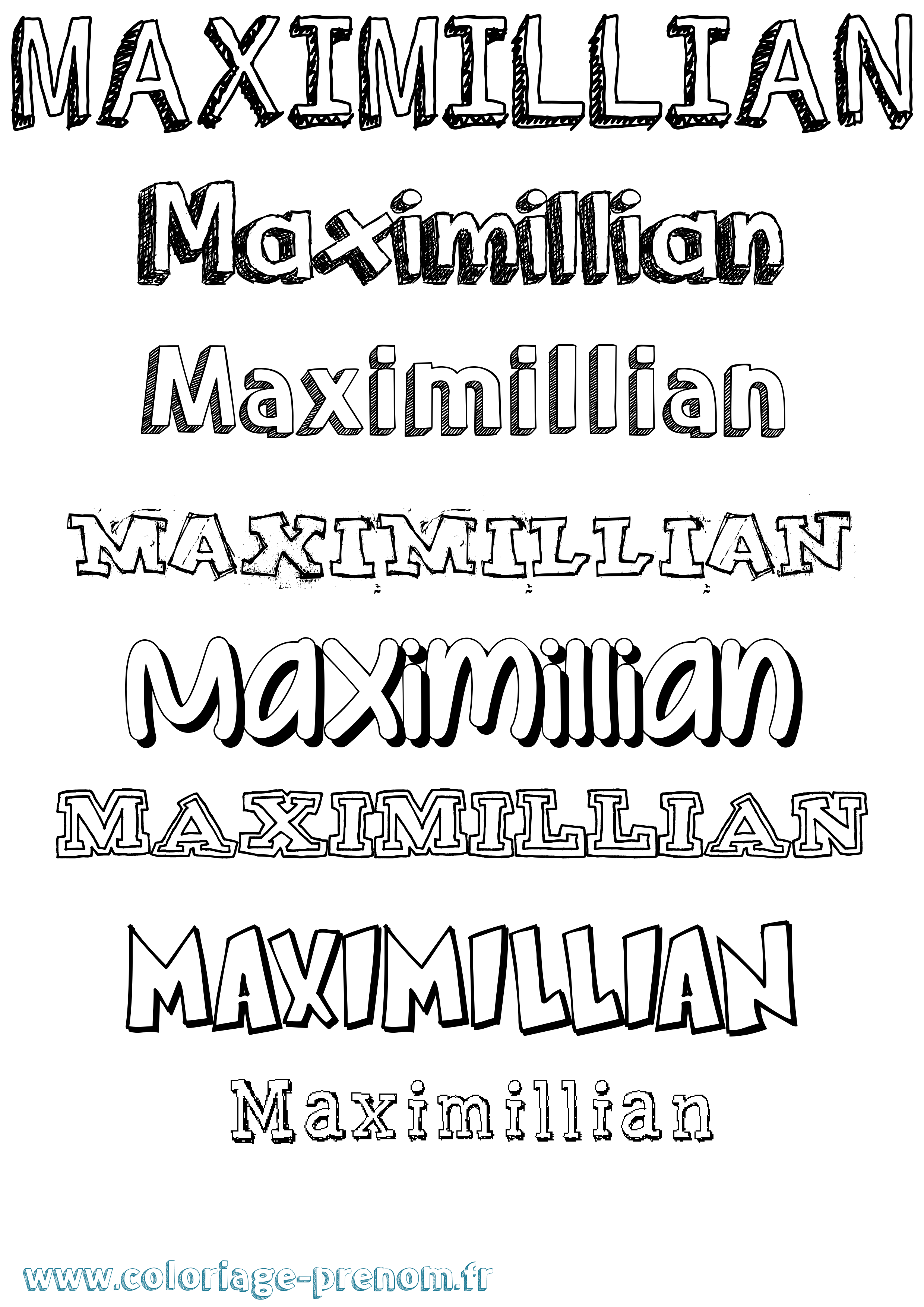 Coloriage Maximillian Dessiné Coloriage prénom Maximillian Dessiné