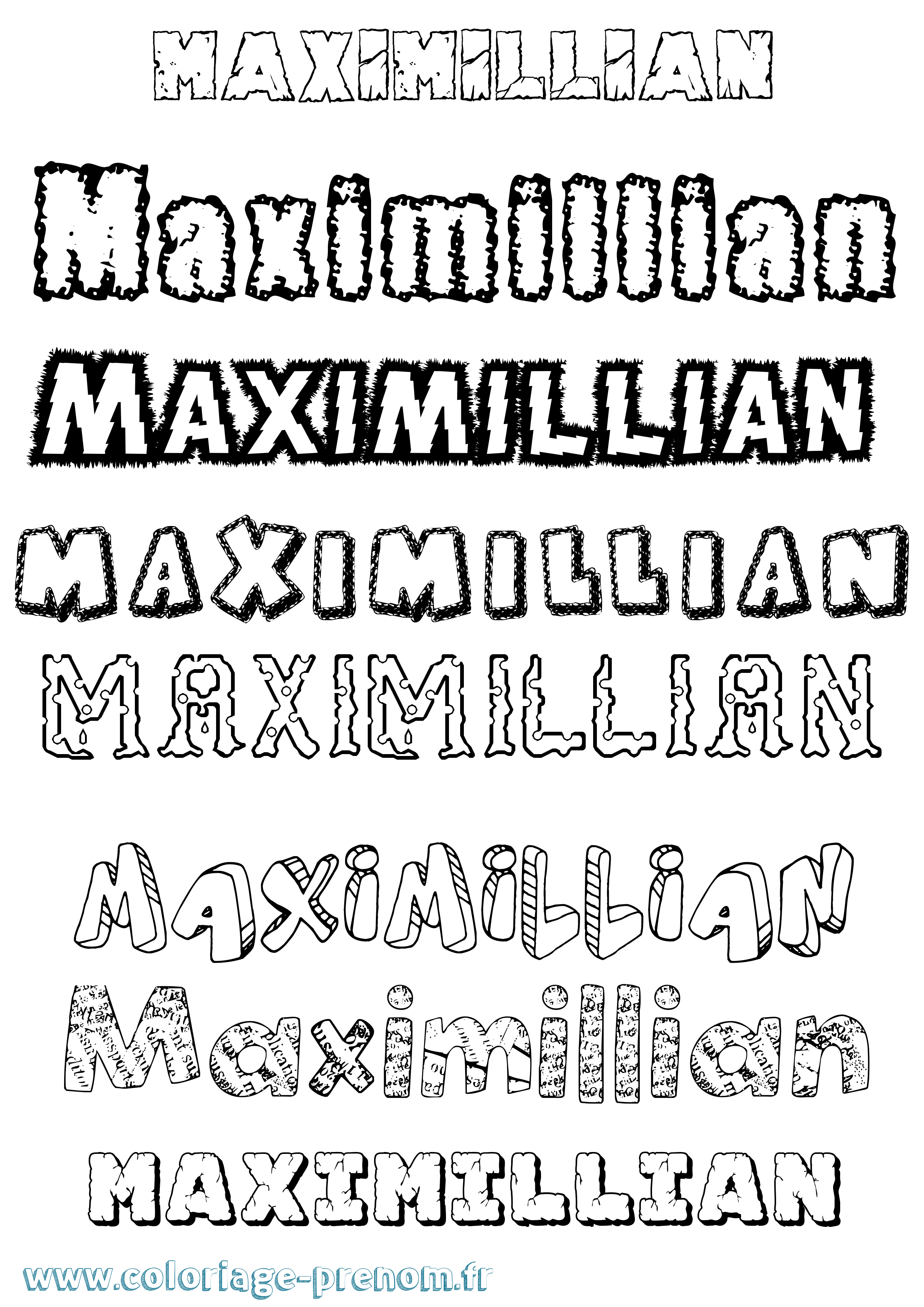 Coloriage Maximillian Destructuré Coloriage prénom Maximillian Destructuré